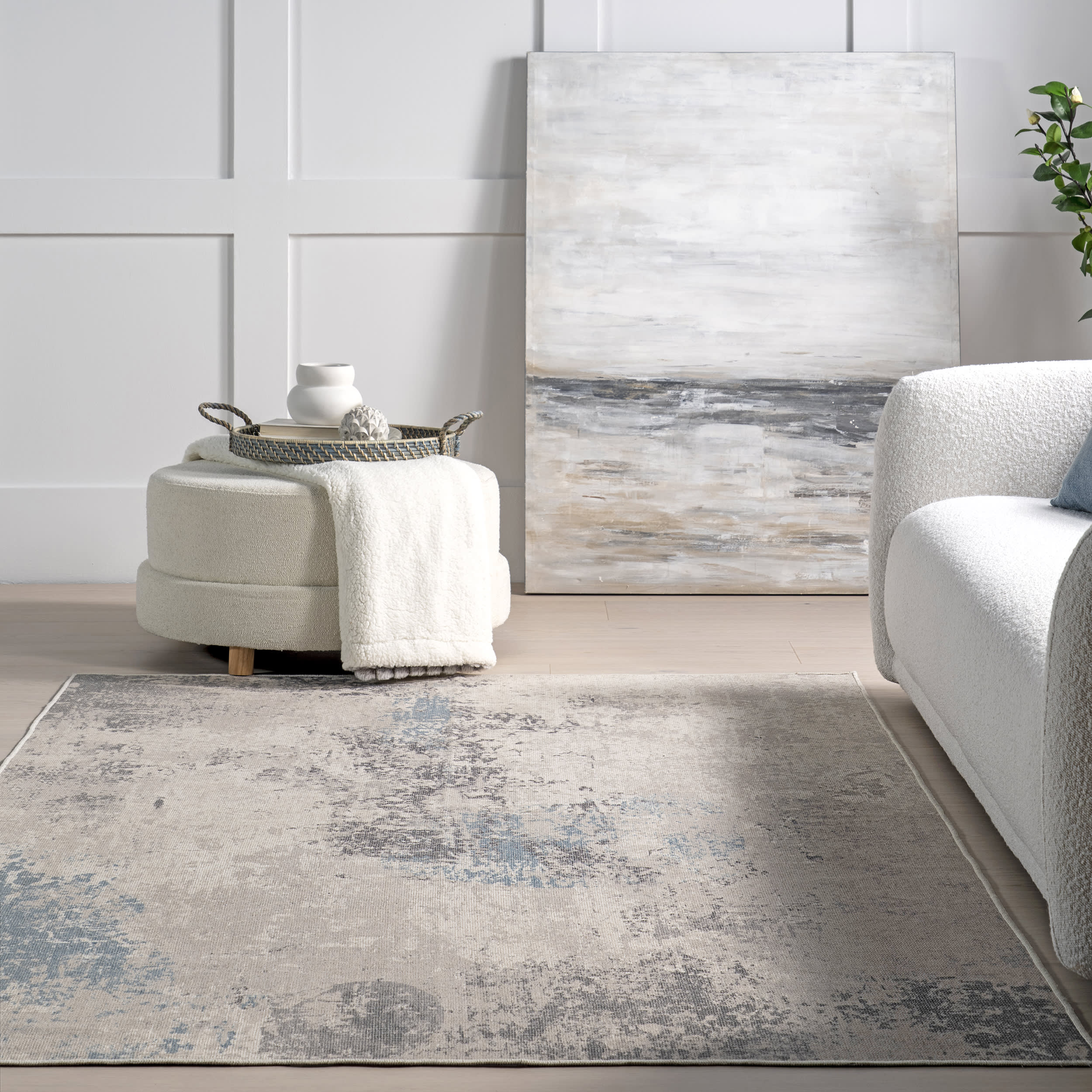 Olivie Modern Abstract Washable Rug | Grey - Image 4