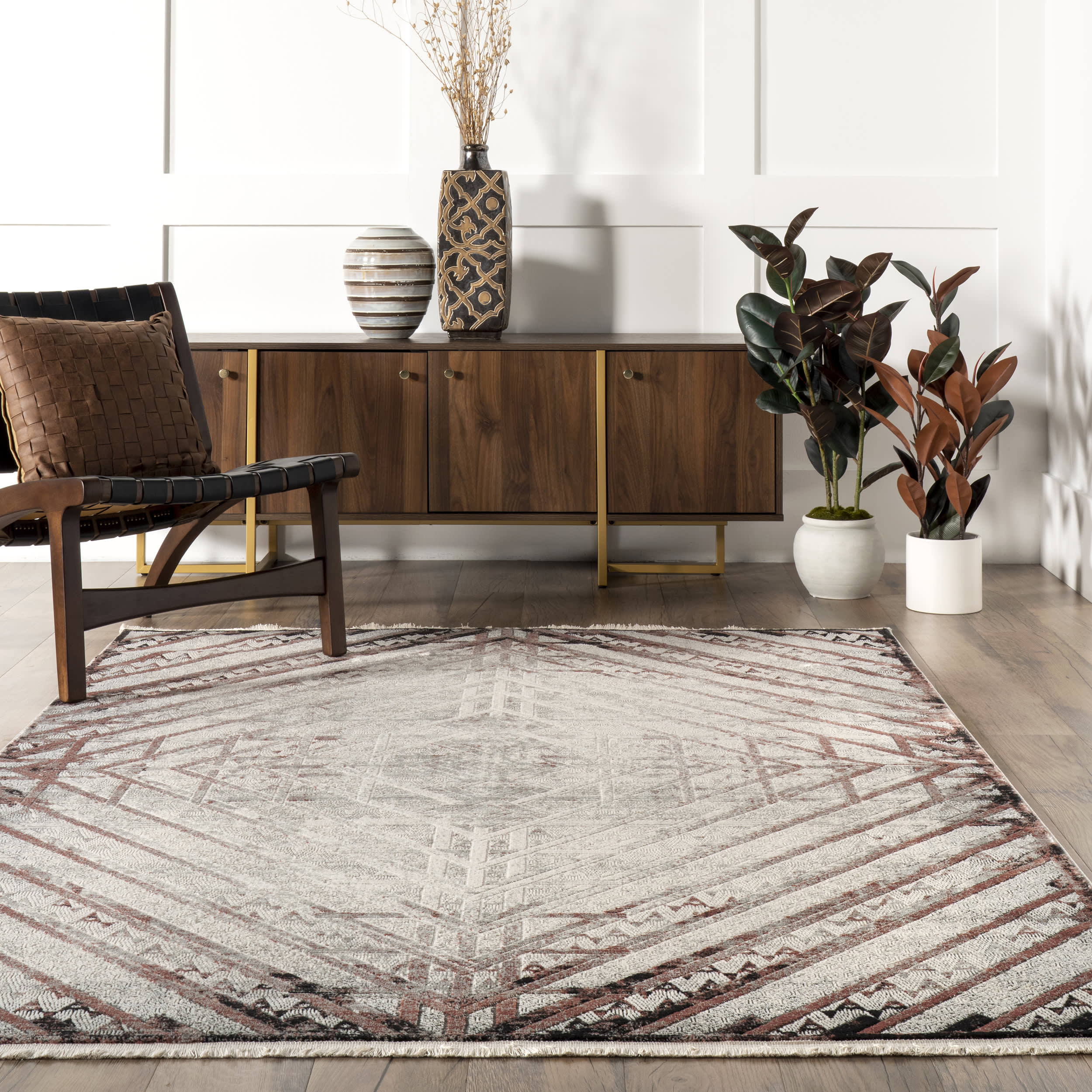 Ollie Vintage Fringe Rug | Beige - Image 4