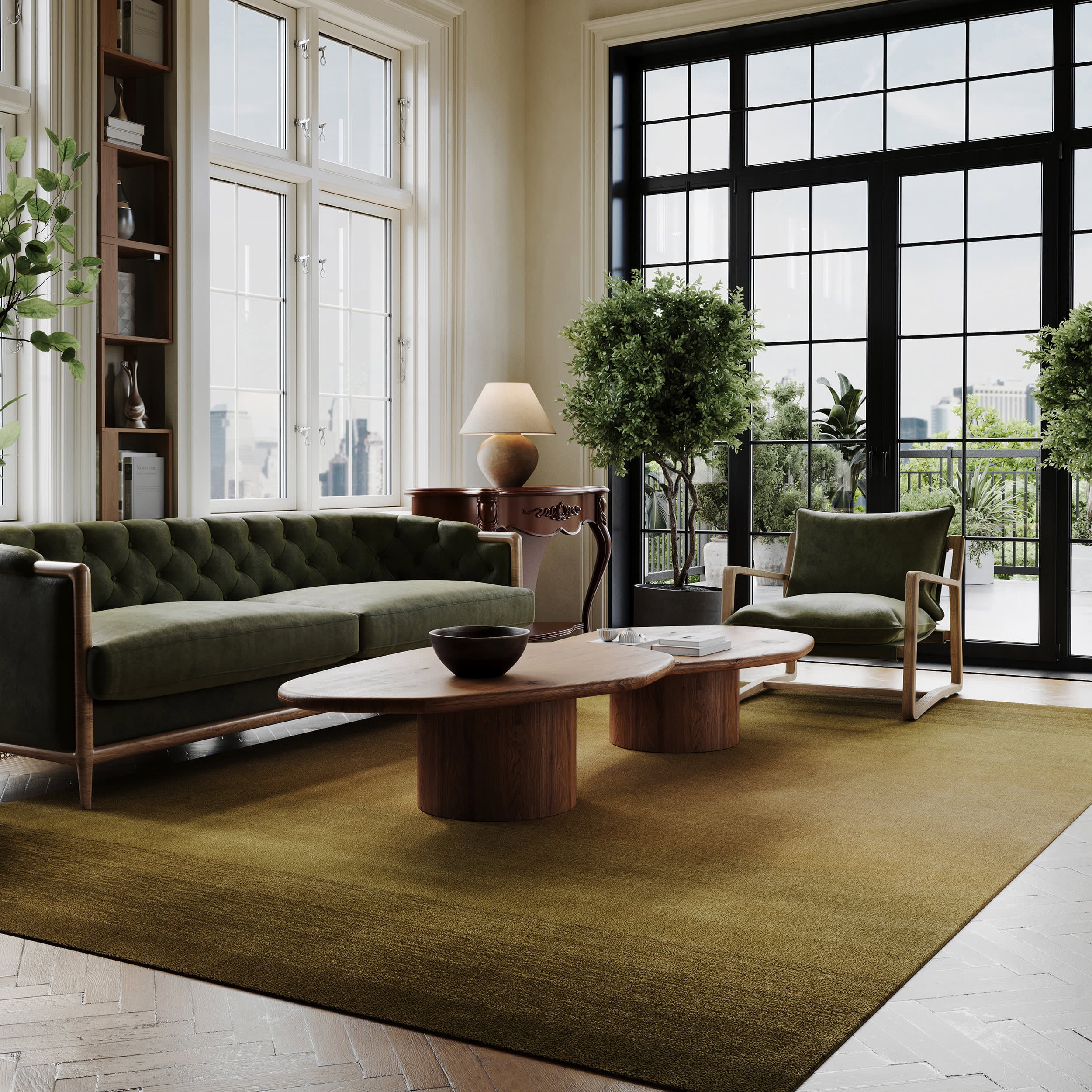 Ombre Hand Loomed Gradient Wool Rug | Olive Green - Image 2