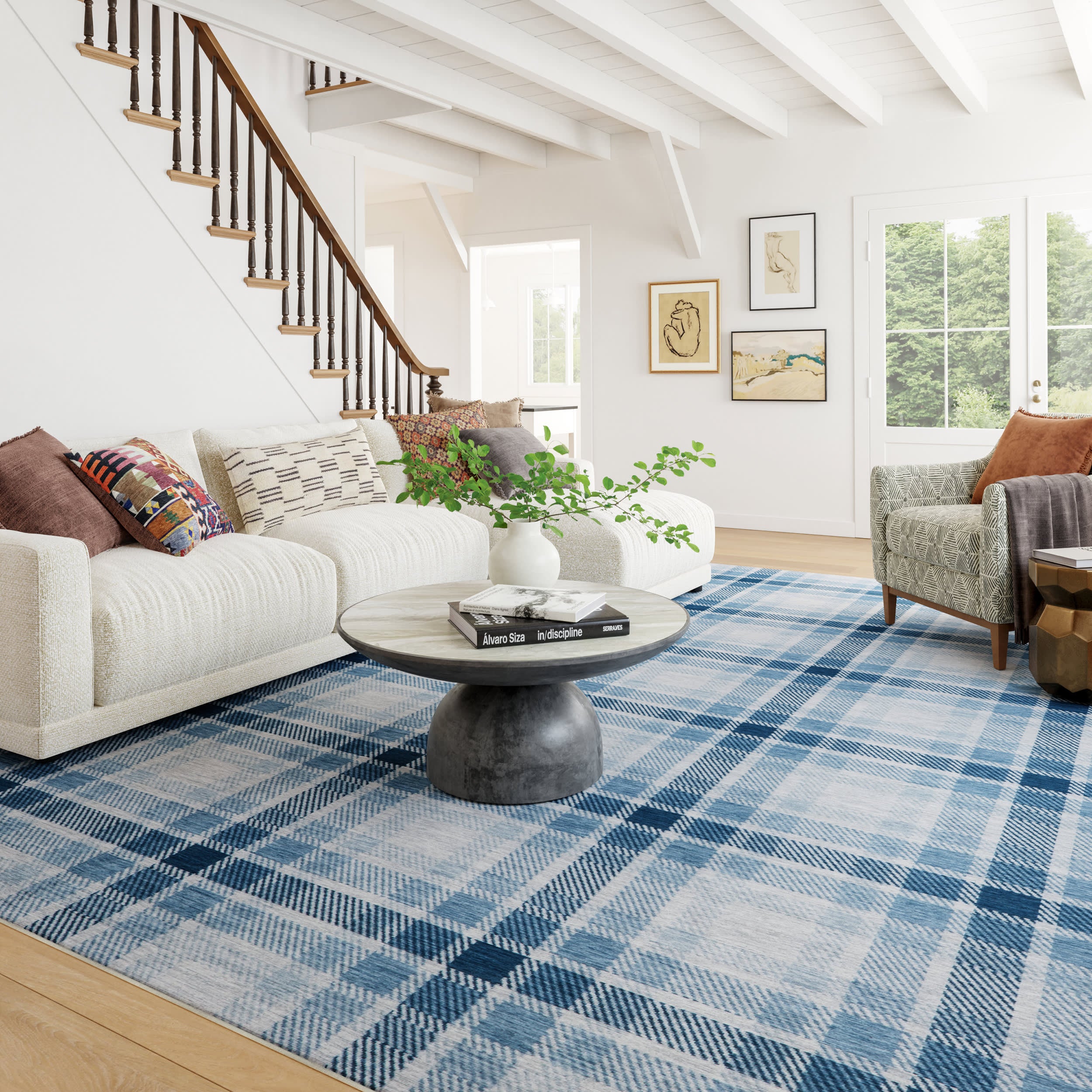 Ombre Machine Washable Rug | Blue - Image 2