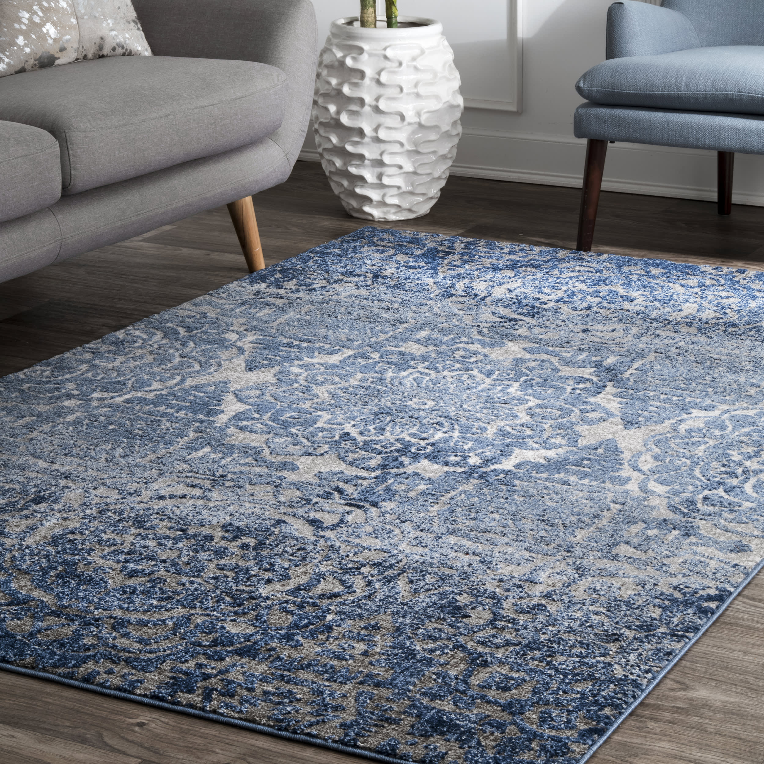 Ombre Rosettes Rug | Blue - Image 2