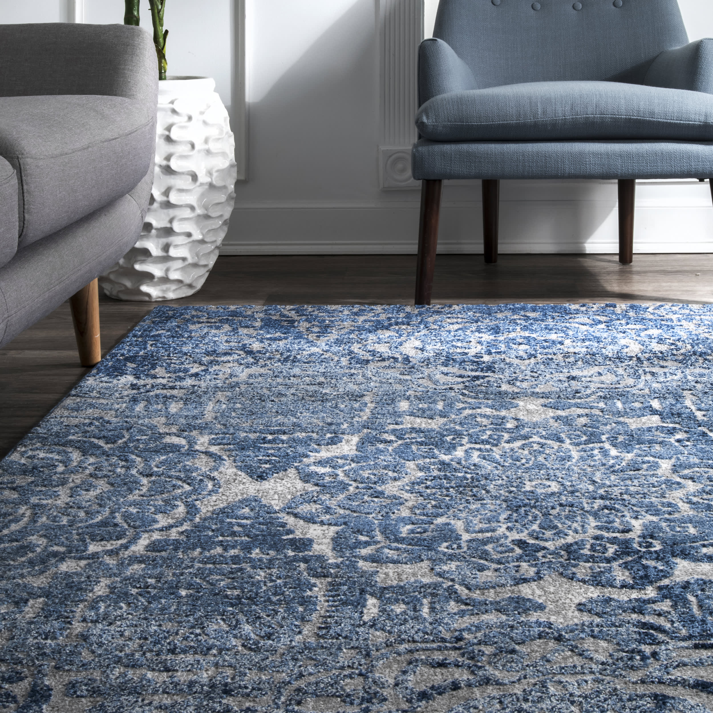 Ombre Rosettes Rug | Blue - Image 4