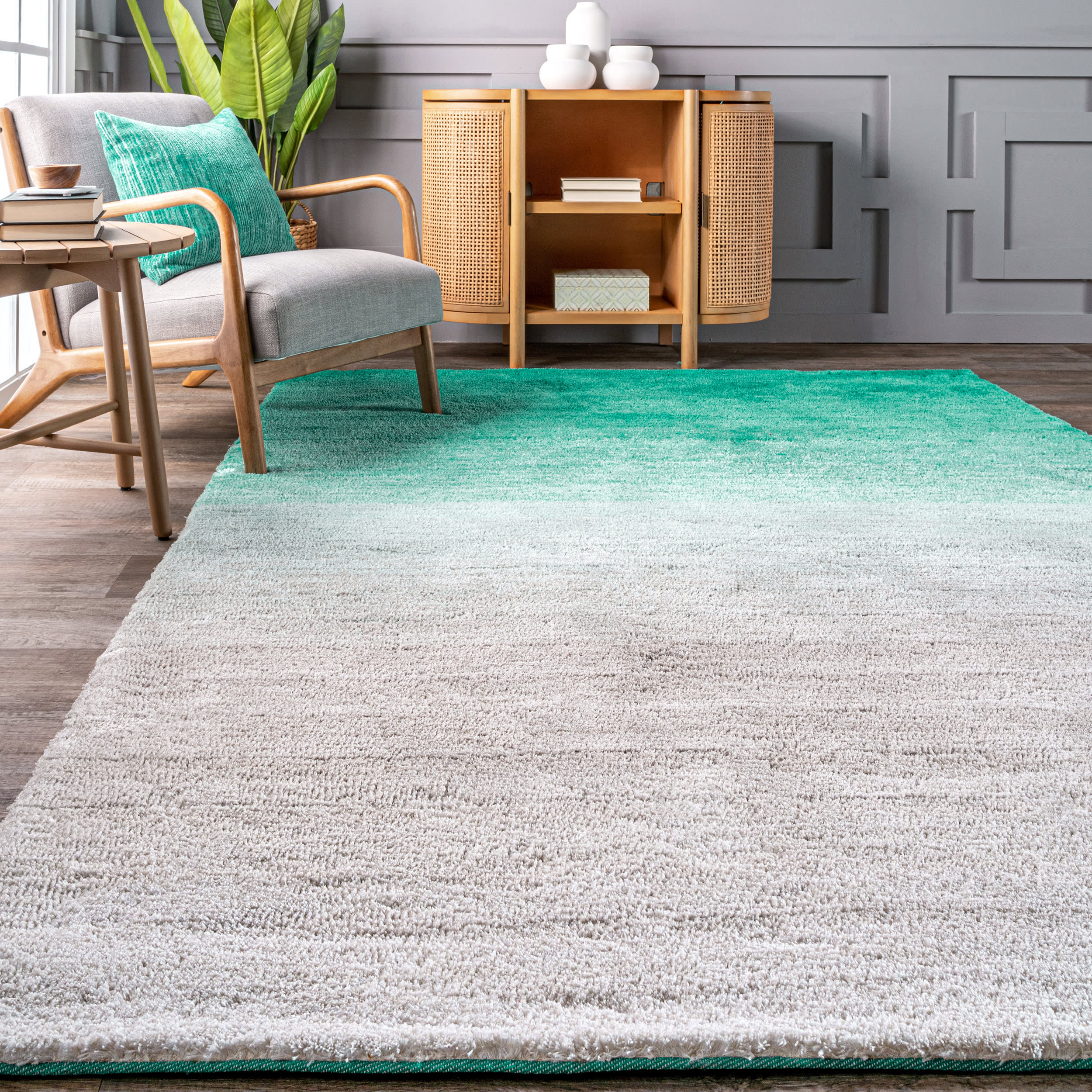 Ombre Shag Rug | Turquoise - Image 4