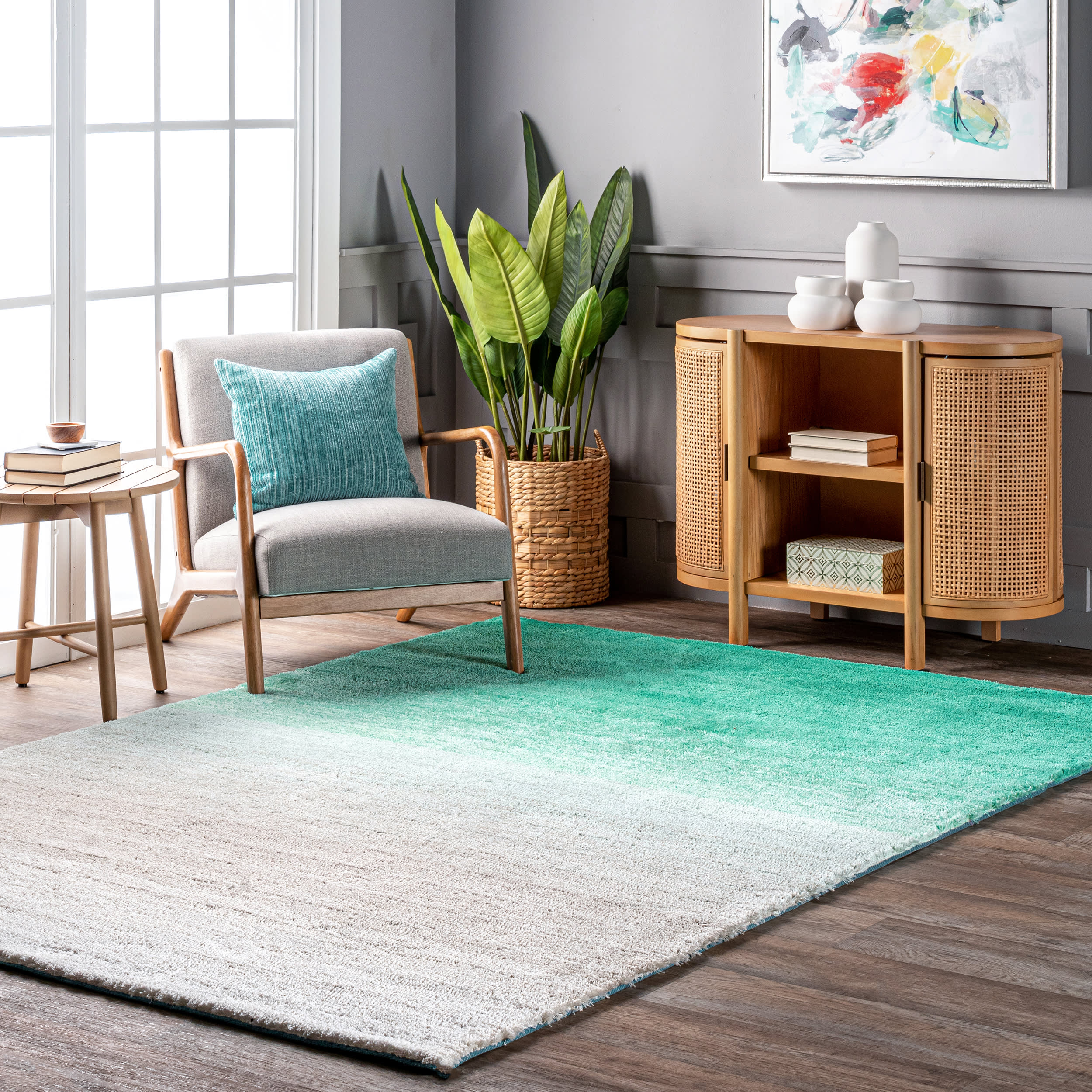 Ombre Shag Rug | Turquoise - Image 2