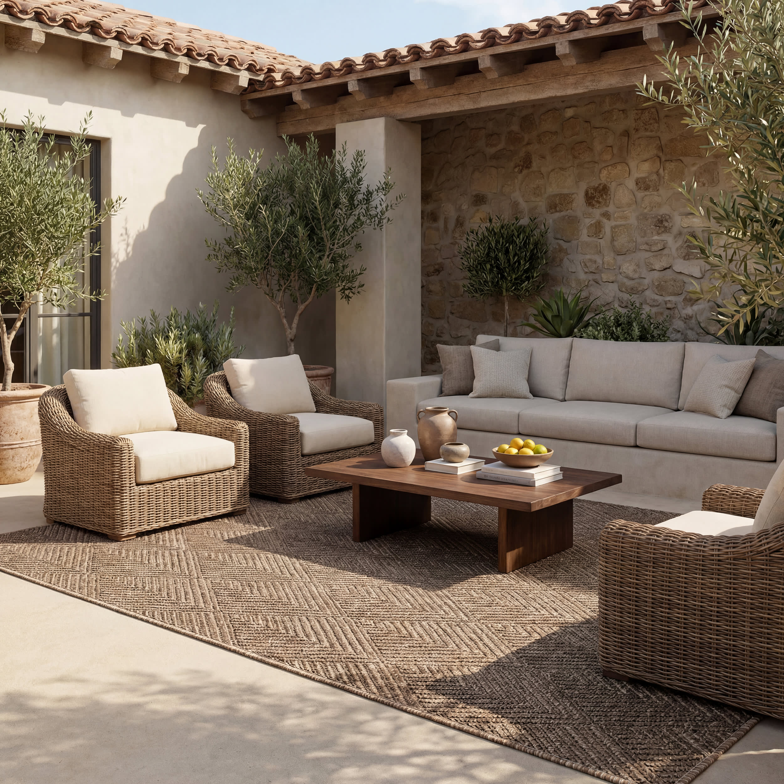 Onaia Contemporary Trellis Indoor/Outdoor Rug | Brown - Image 2