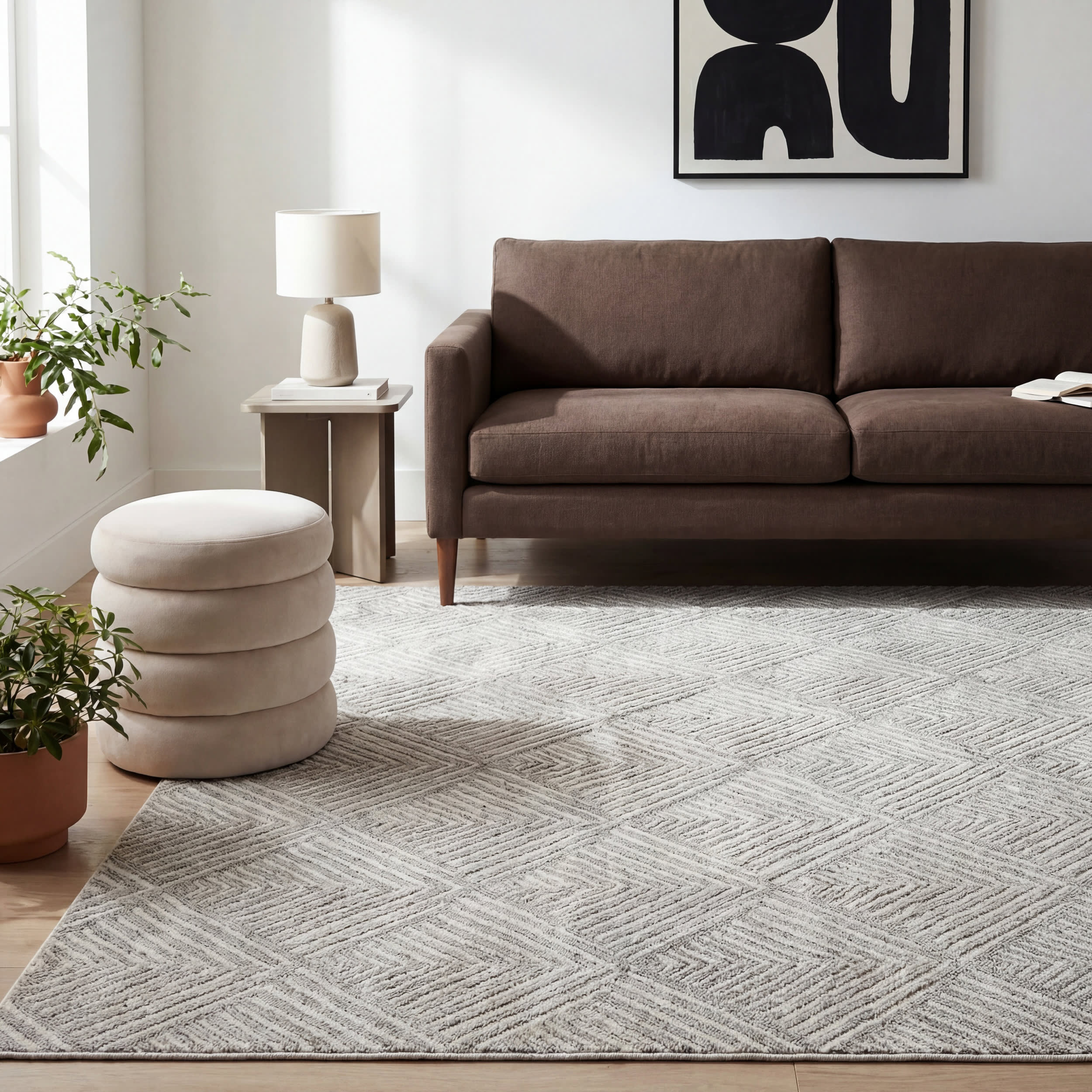 Onaia Contemporary Trellis Indoor/Outdoor Rug | Grey - Image 5