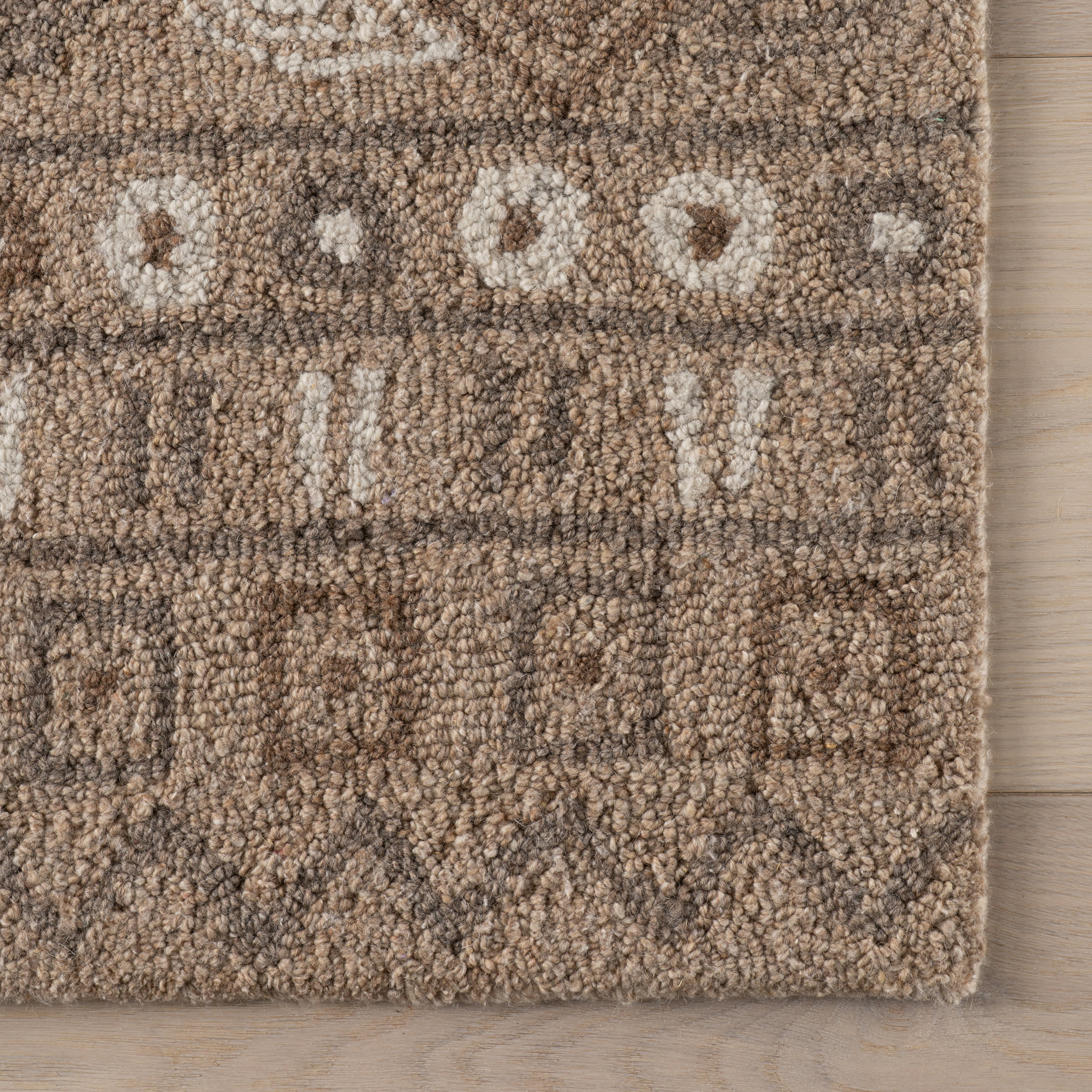Ooti Geometric Block Wool Rug | Taupe - Image 4