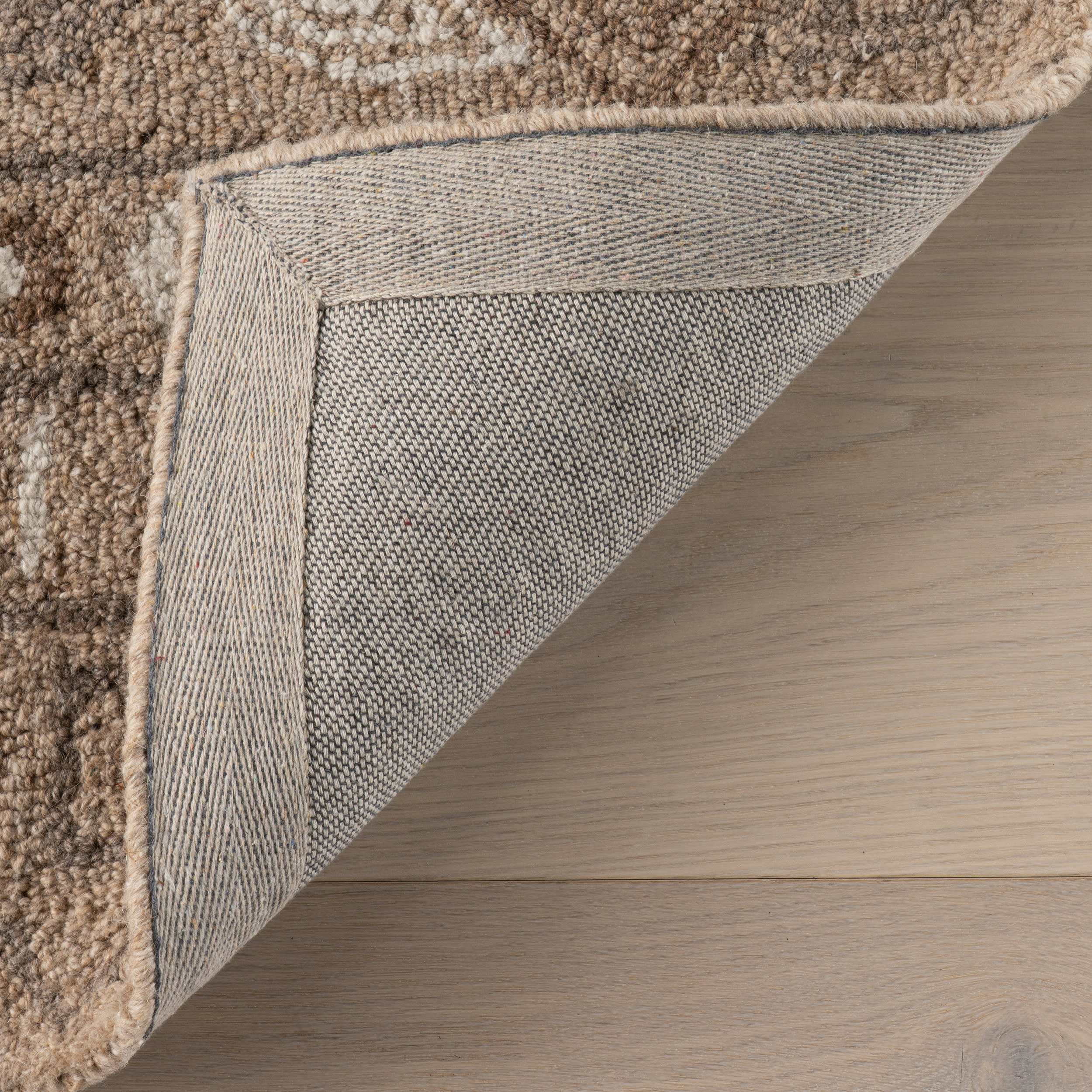 Ooti Geometric Block Wool Rug | Taupe - Image 6