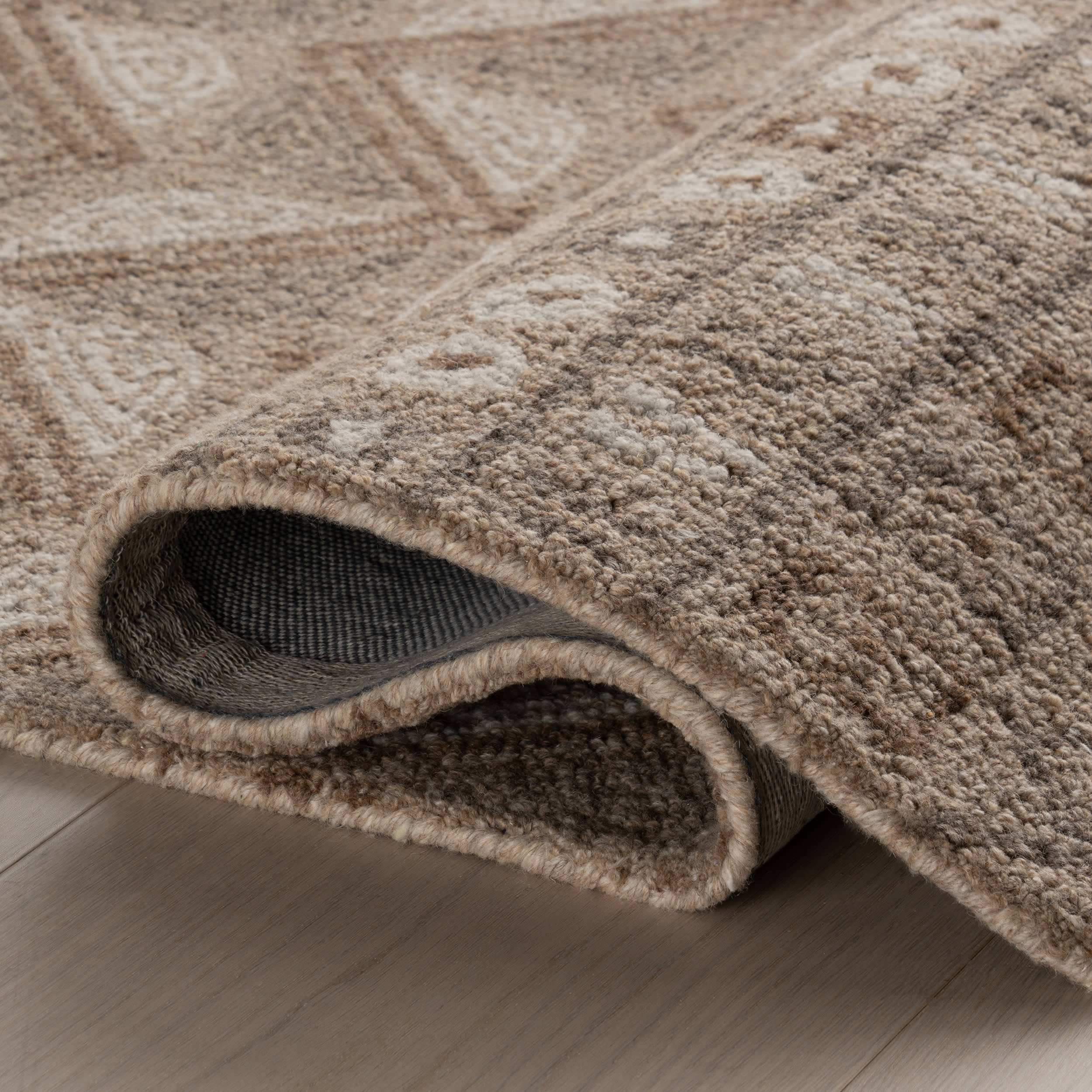 Ooti Geometric Block Wool Rug | Taupe - Image 8