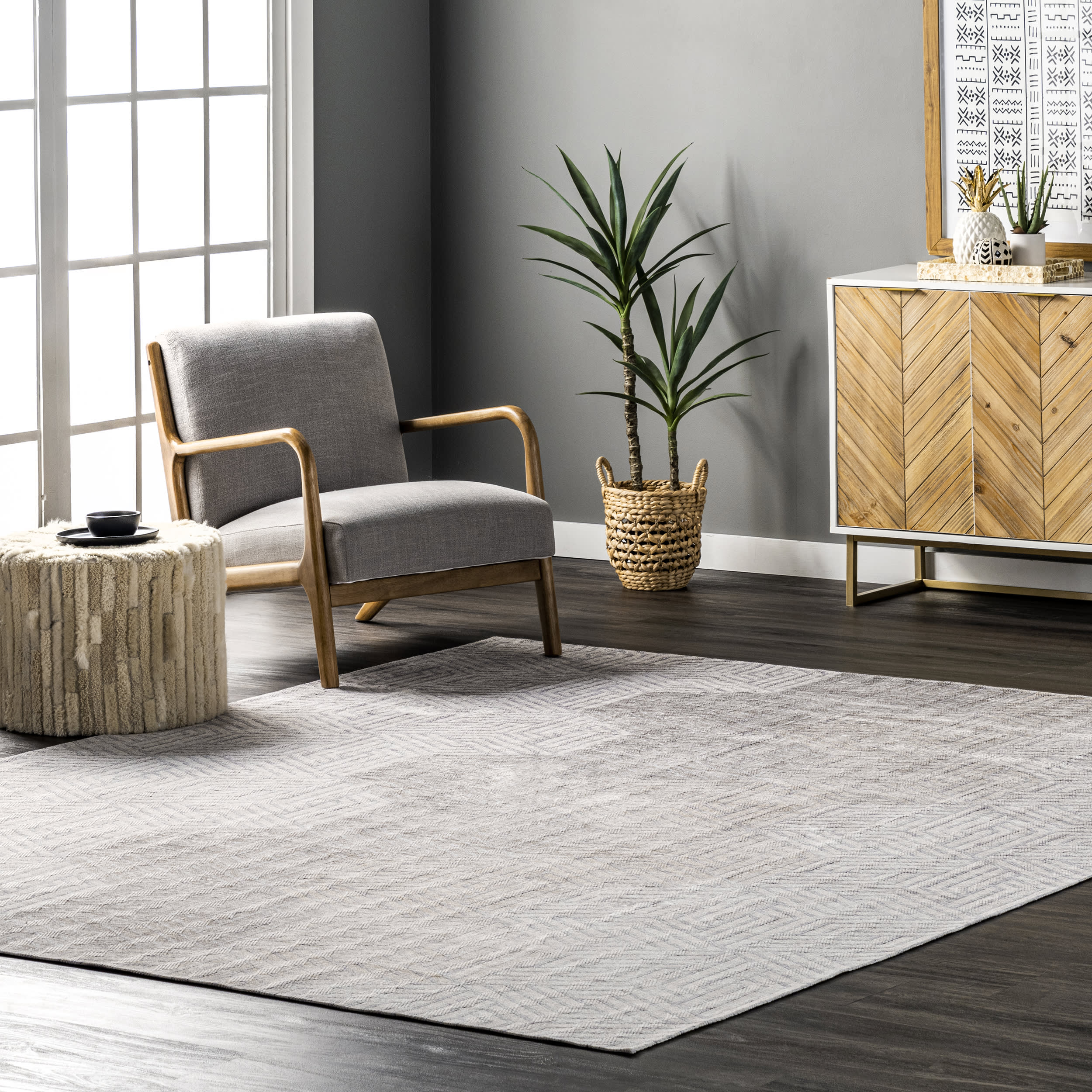 Ophelia Washable Honeycomb Rug | Beige - Image 2