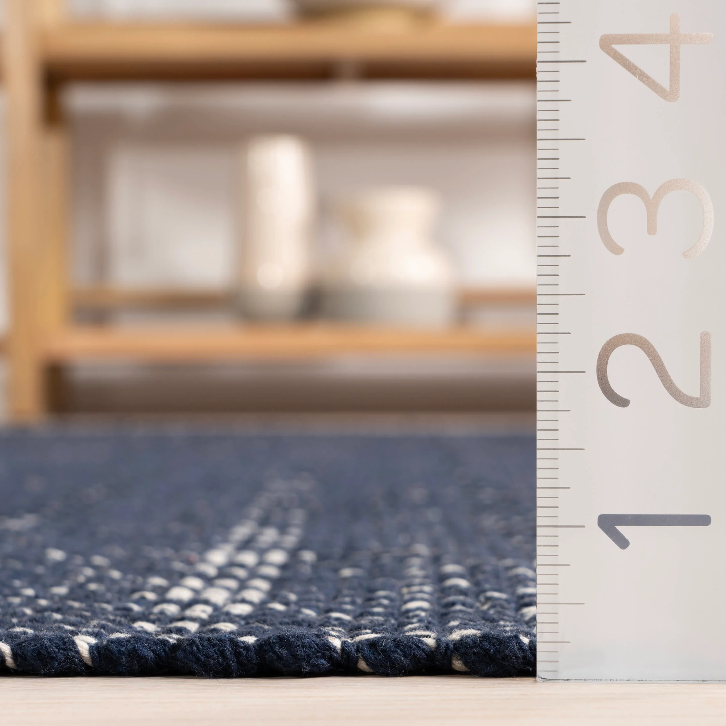 Optic Diamond Handwoven Cotton Rug | Blue - Image 5