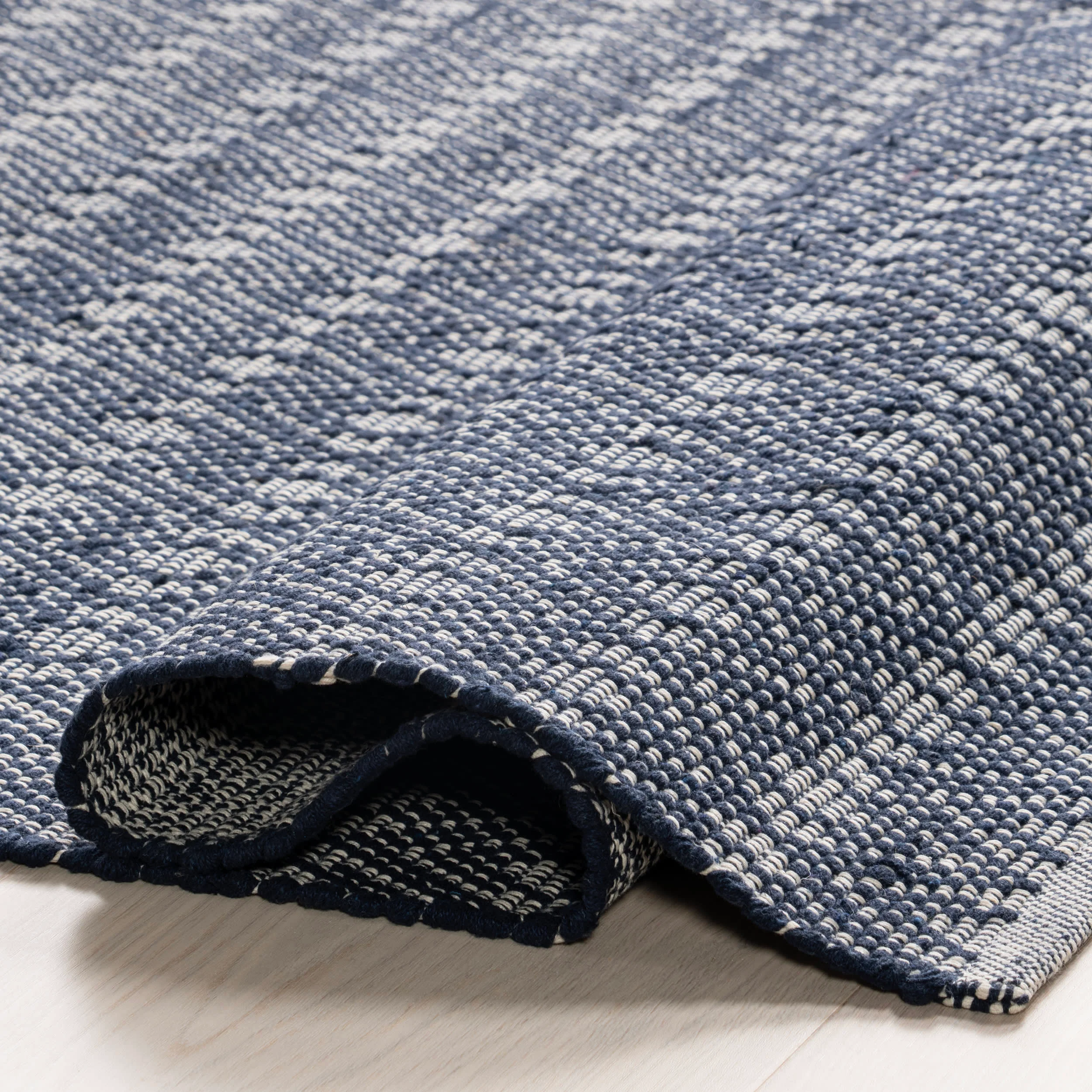 Optic Diamond Handwoven Cotton Rug | Blue - Image 8