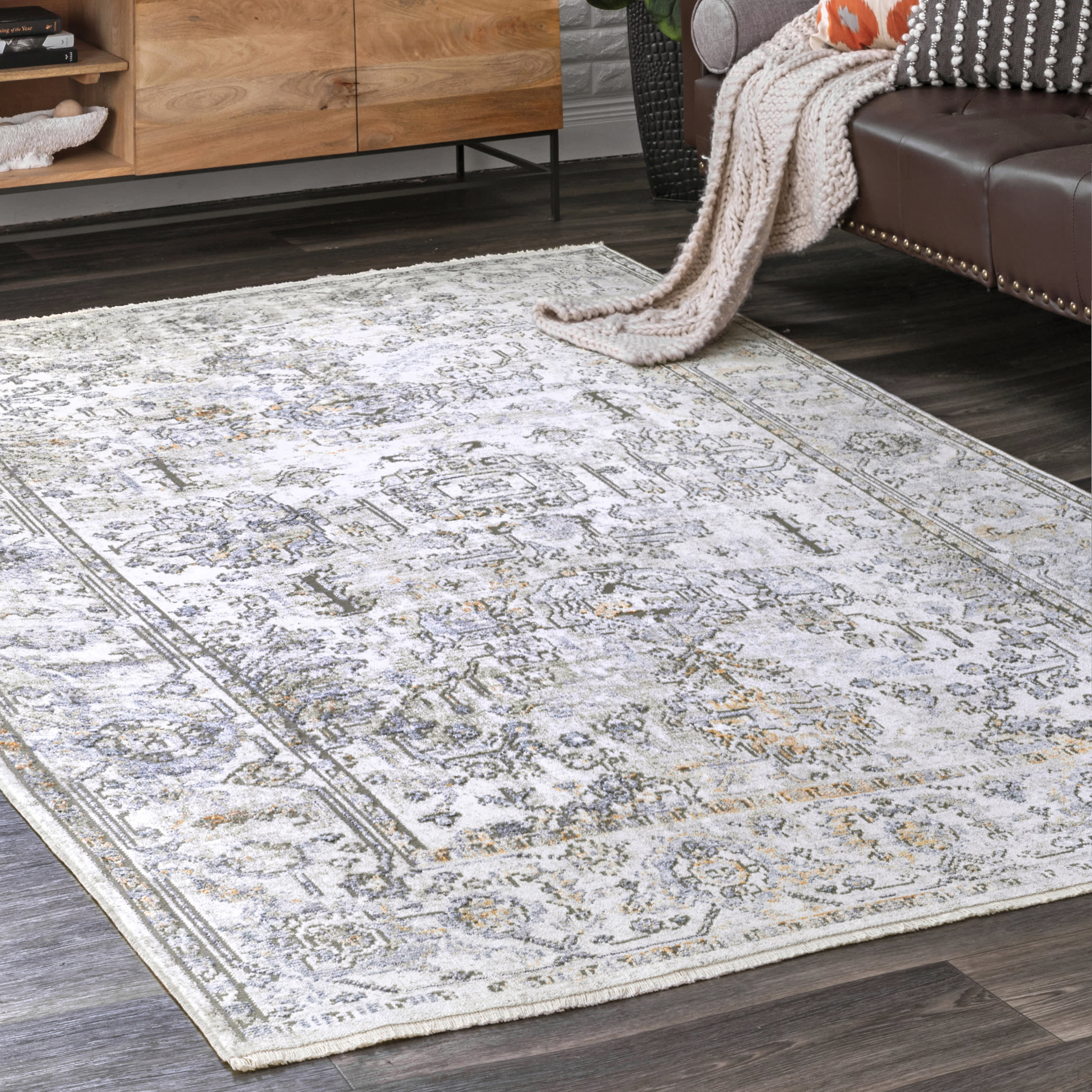 Oriental Allura Fringe Rug | Grey - Image 2