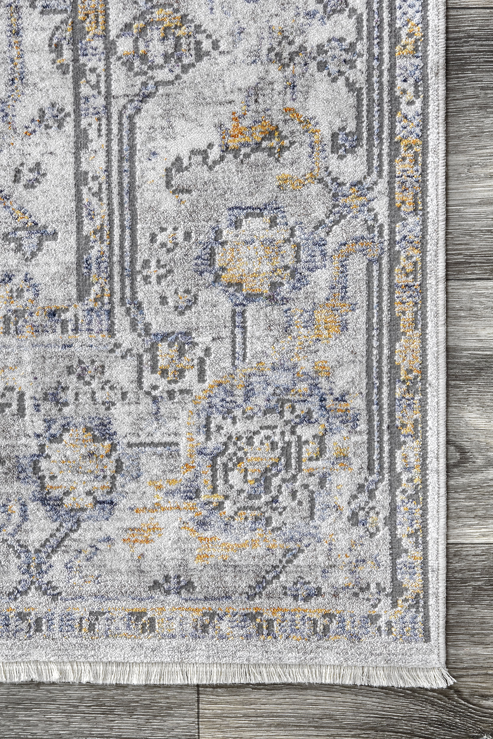 Oriental Allura Fringe Rug | Grey - Image 3