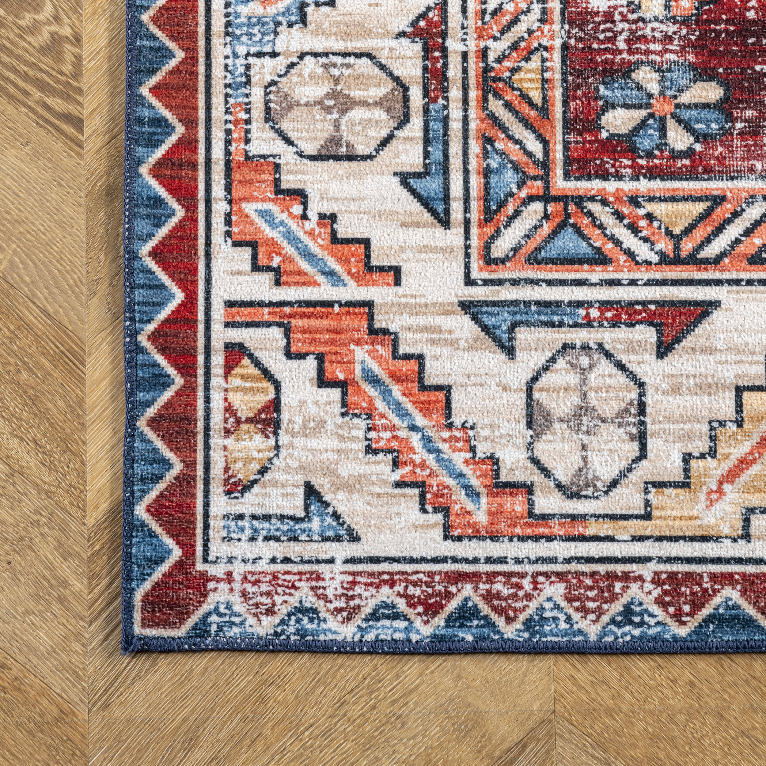 Oriental Medallion Washable Rug | Rust - Image 3