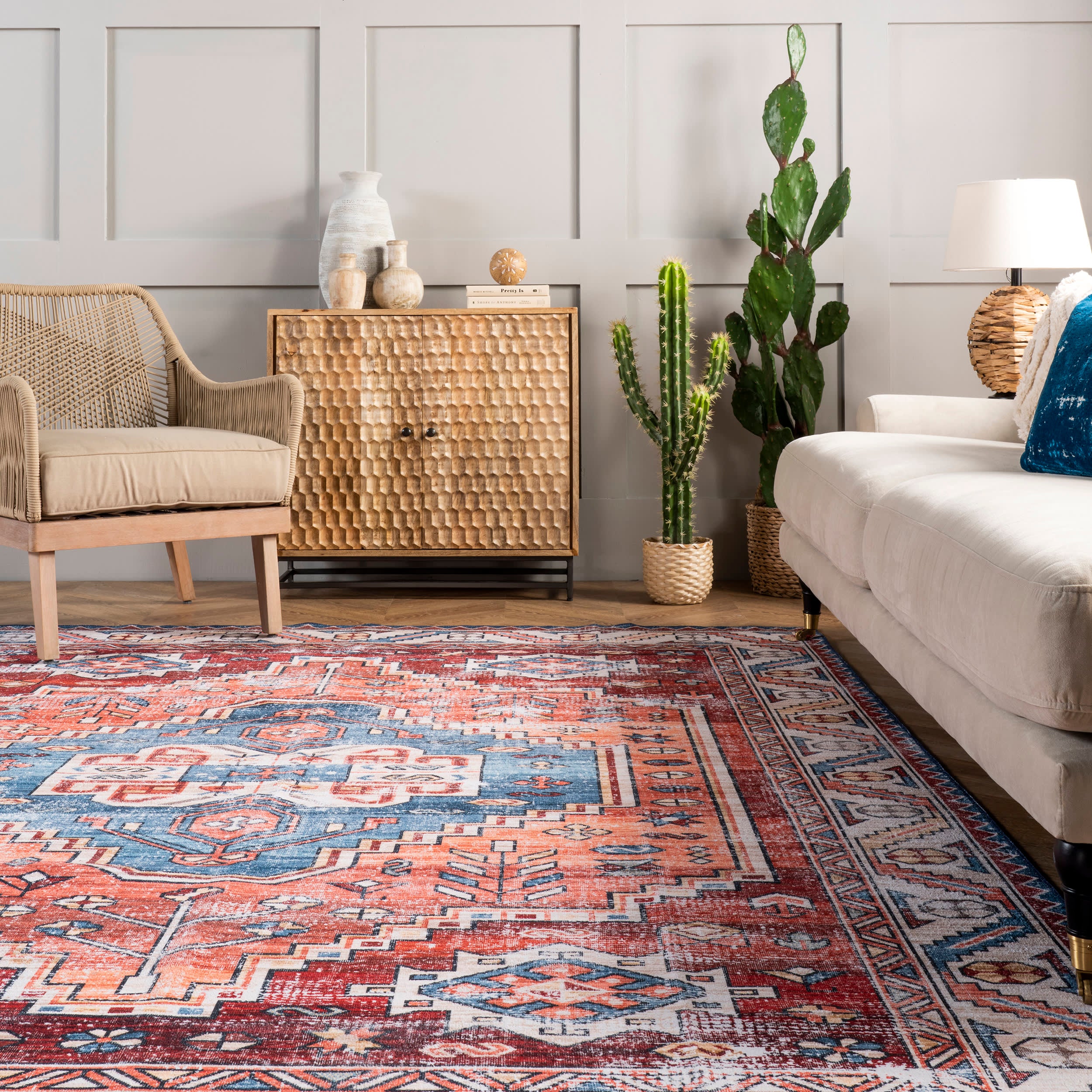 Oriental Medallion Washable Rug | Rust - Image 4