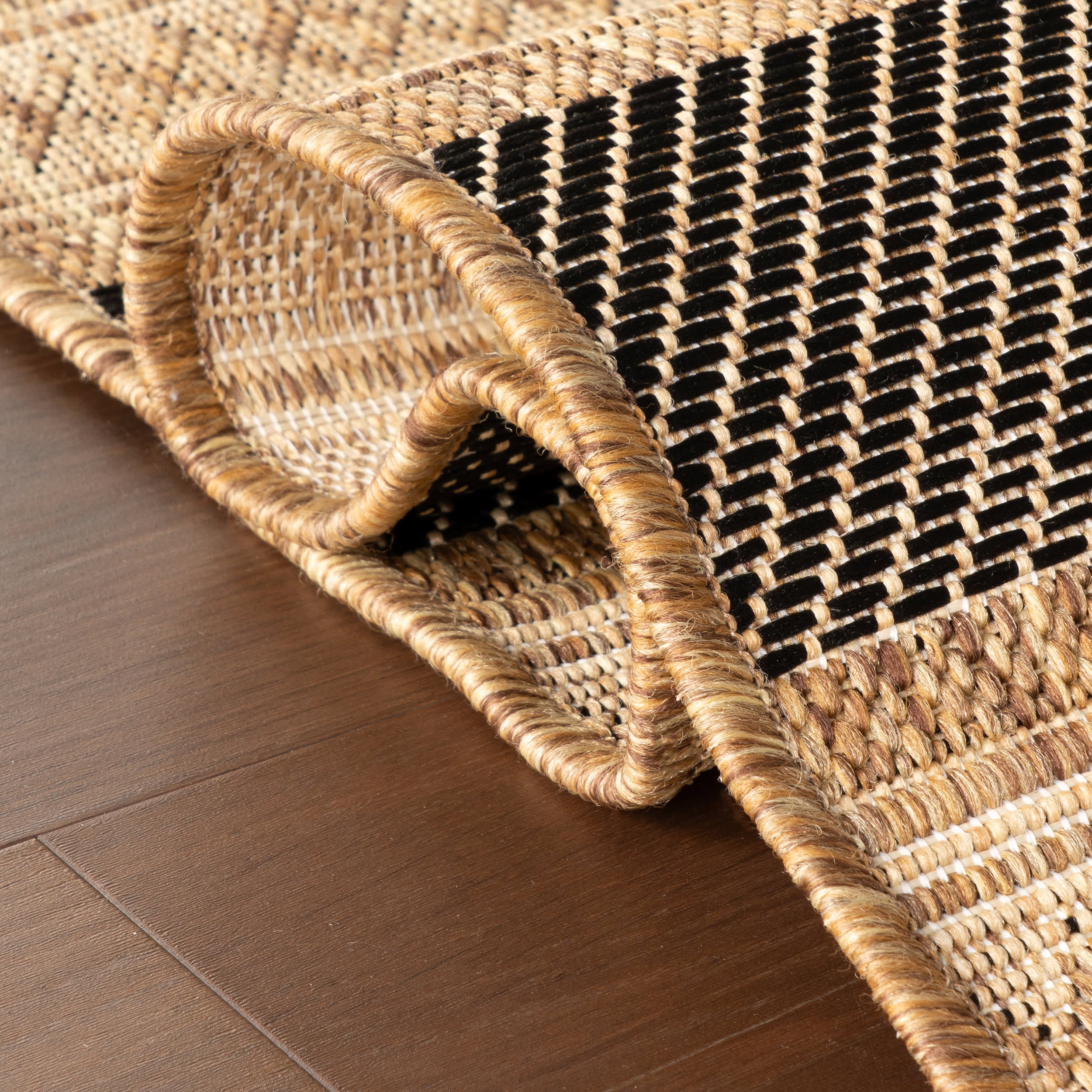 Oristela Modern Abstract Indoor/Outdoor Rug | Black - Image 10
