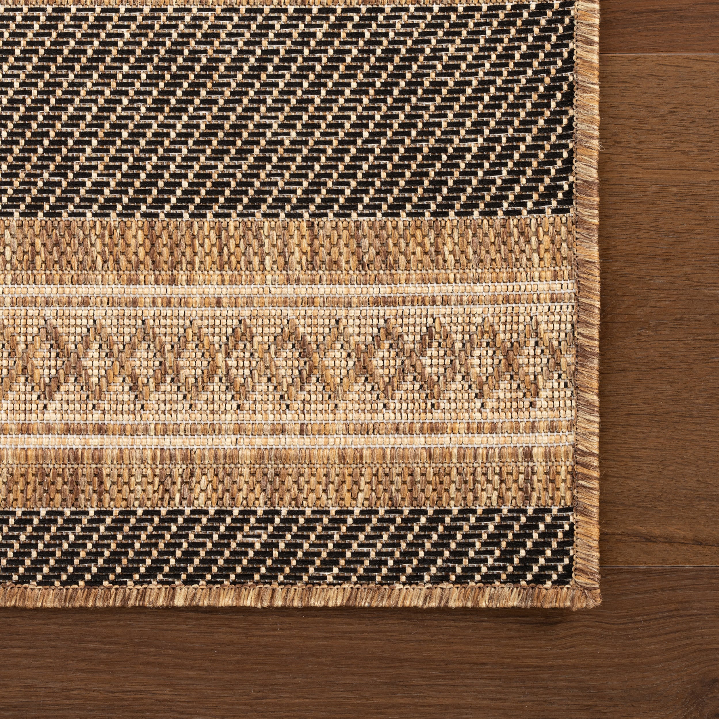 Oristela Modern Abstract Indoor/Outdoor Rug | Black - Image 4