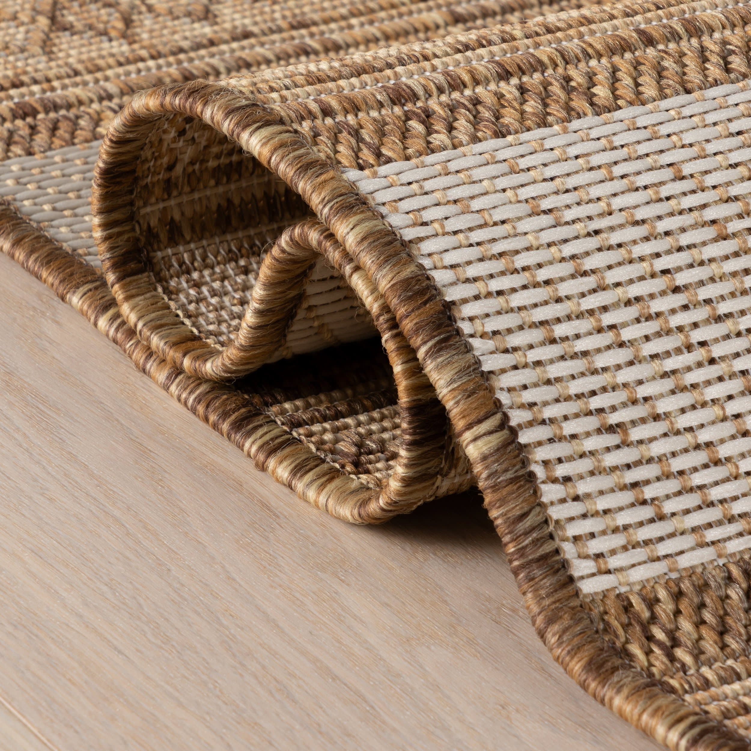 Oristela Modern Abstract Indoor/Outdoor Rug | Brown - Image 11