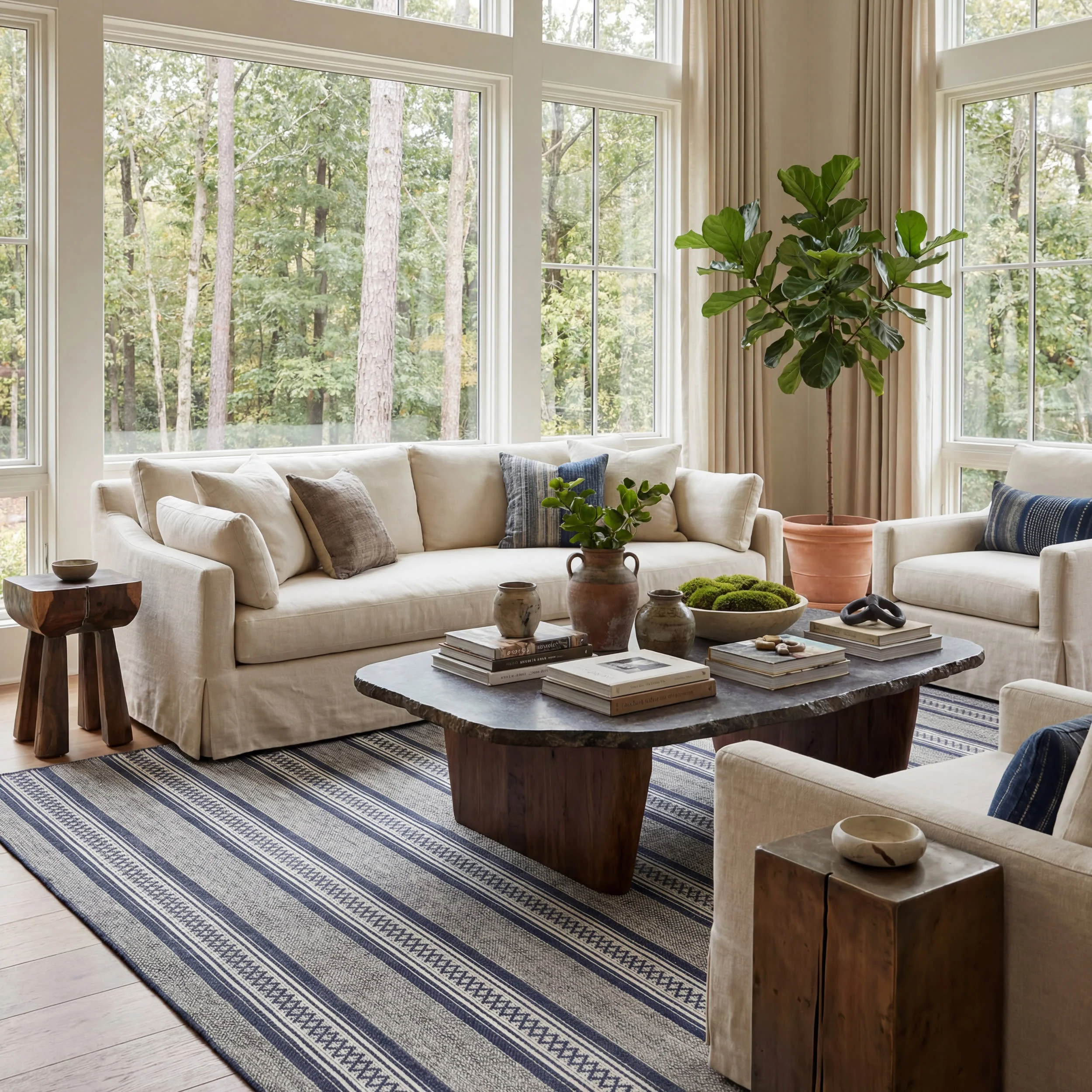 Oristela Modern Abstract Indoor/Outdoor Rug | Navy - Image 10