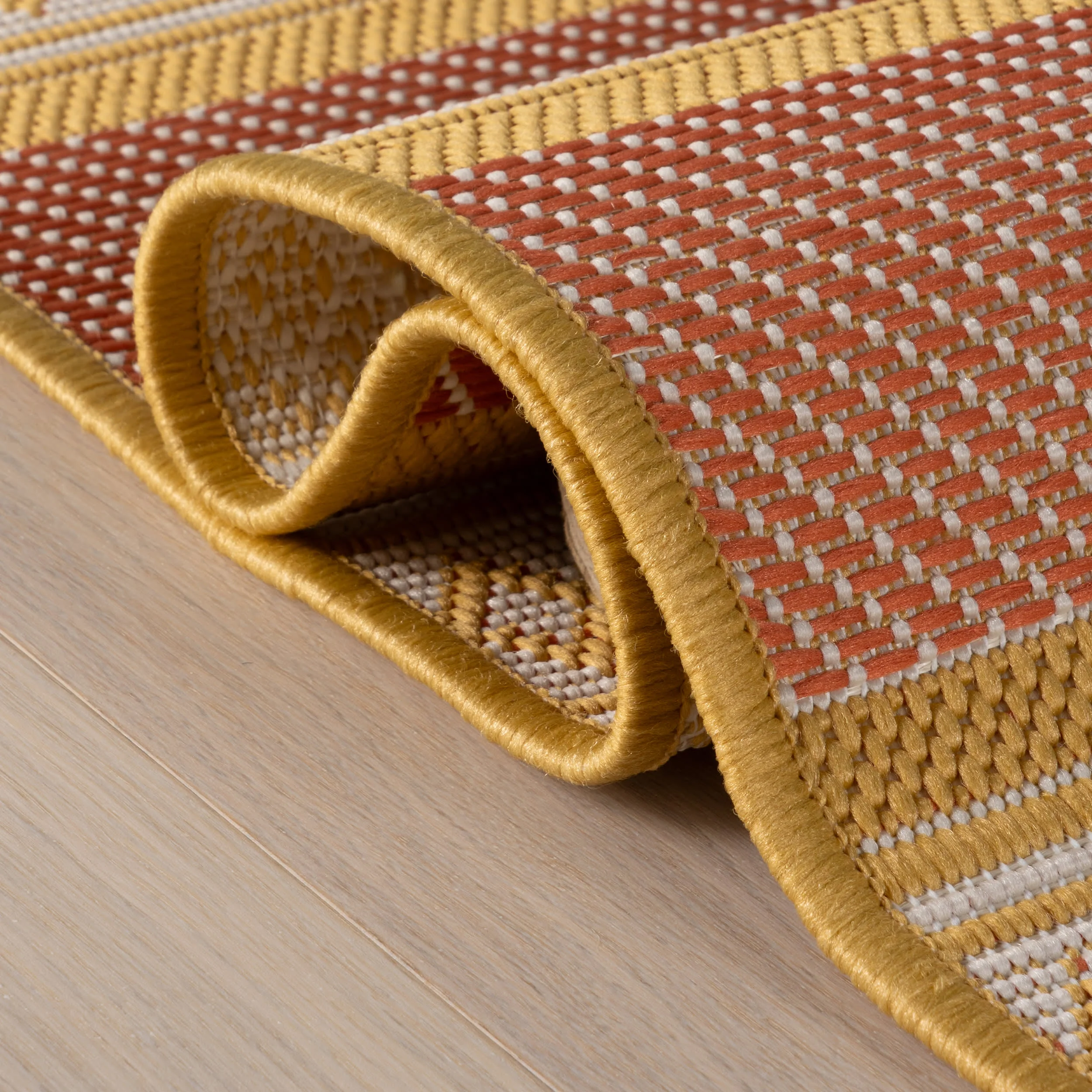 Oristela Modern Abstract Indoor/Outdoor Rug | Yellow - Image 11