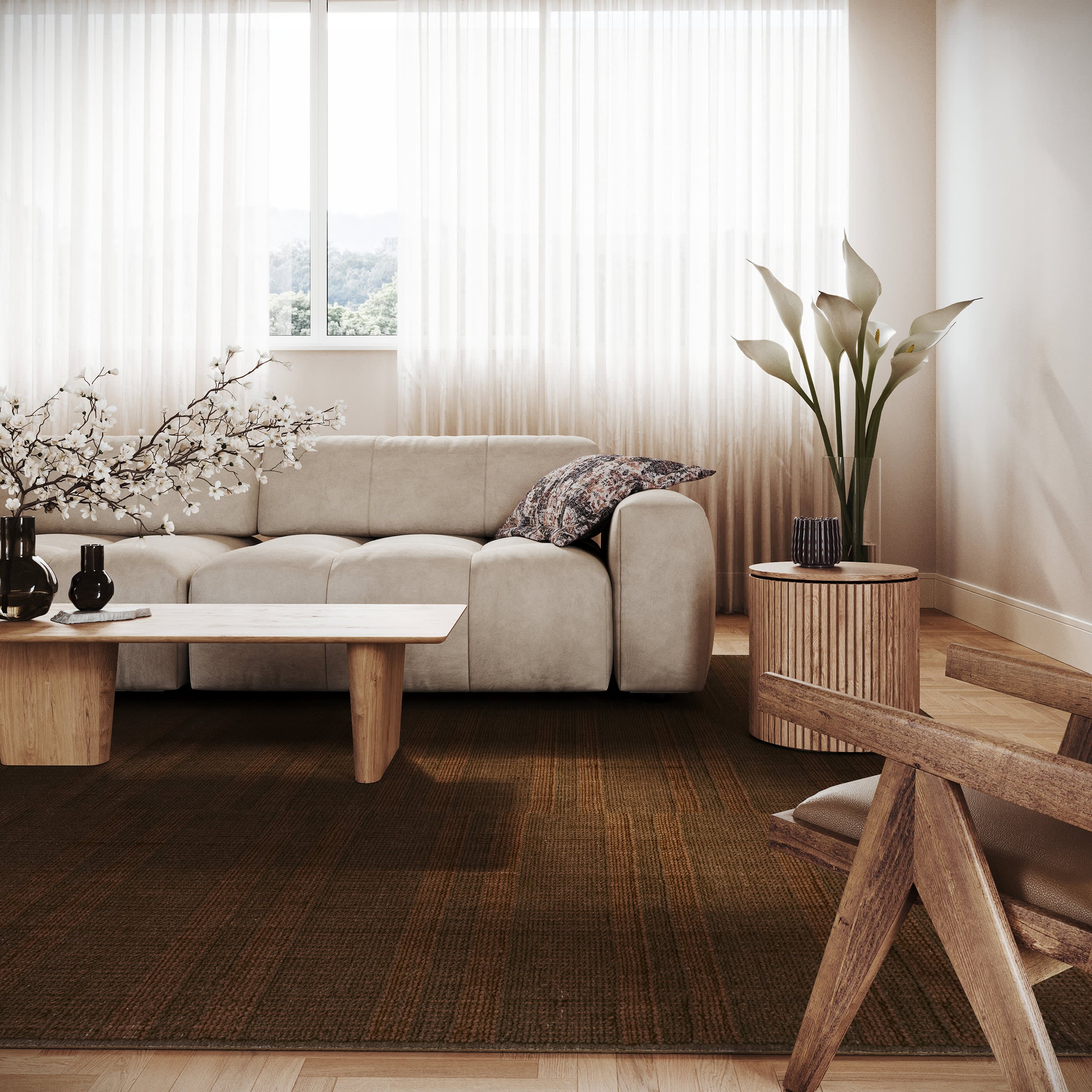 Oriya Wool Modern Transitional Rug | Rust - Image 2