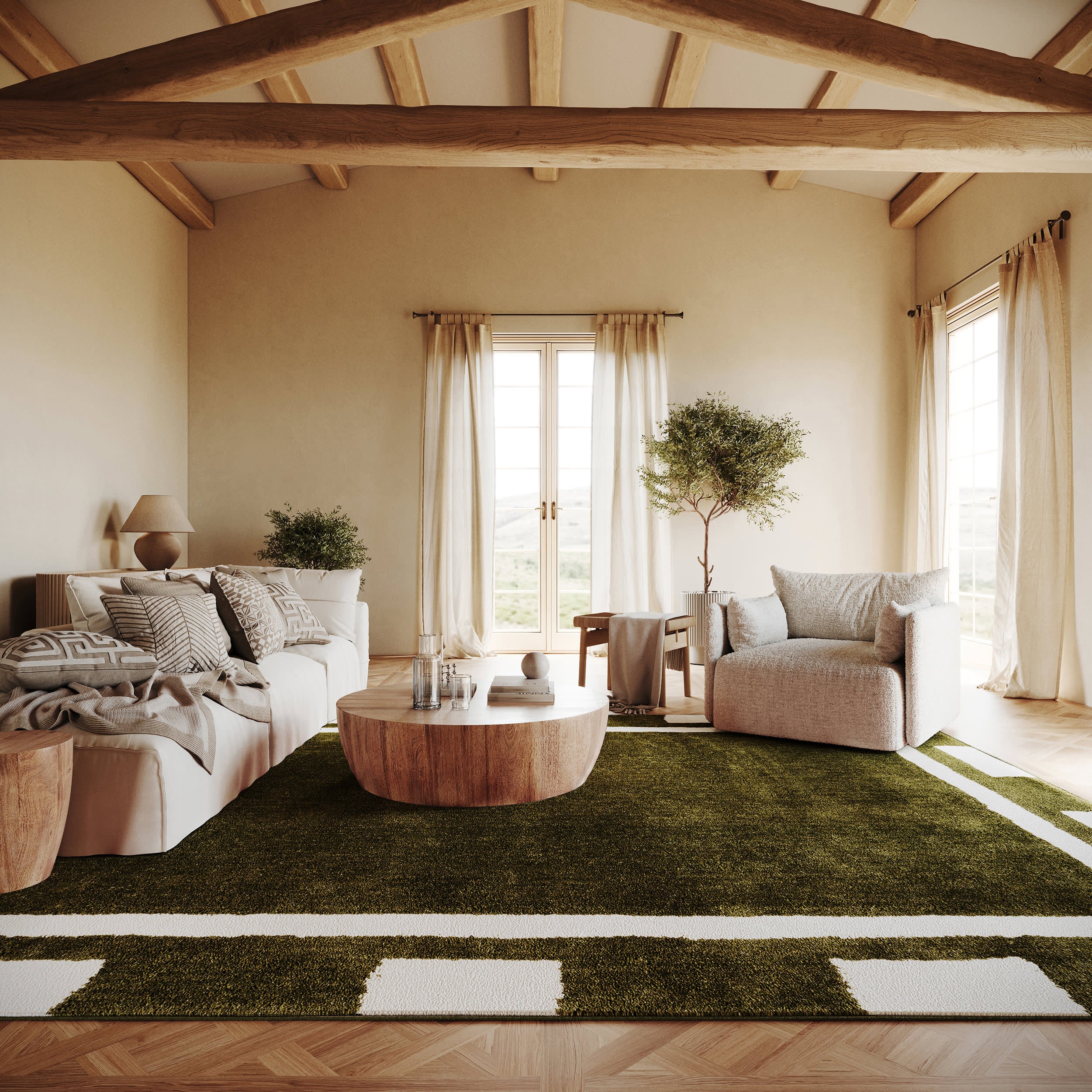 Orlina Bordered Rug | Green - Image 2