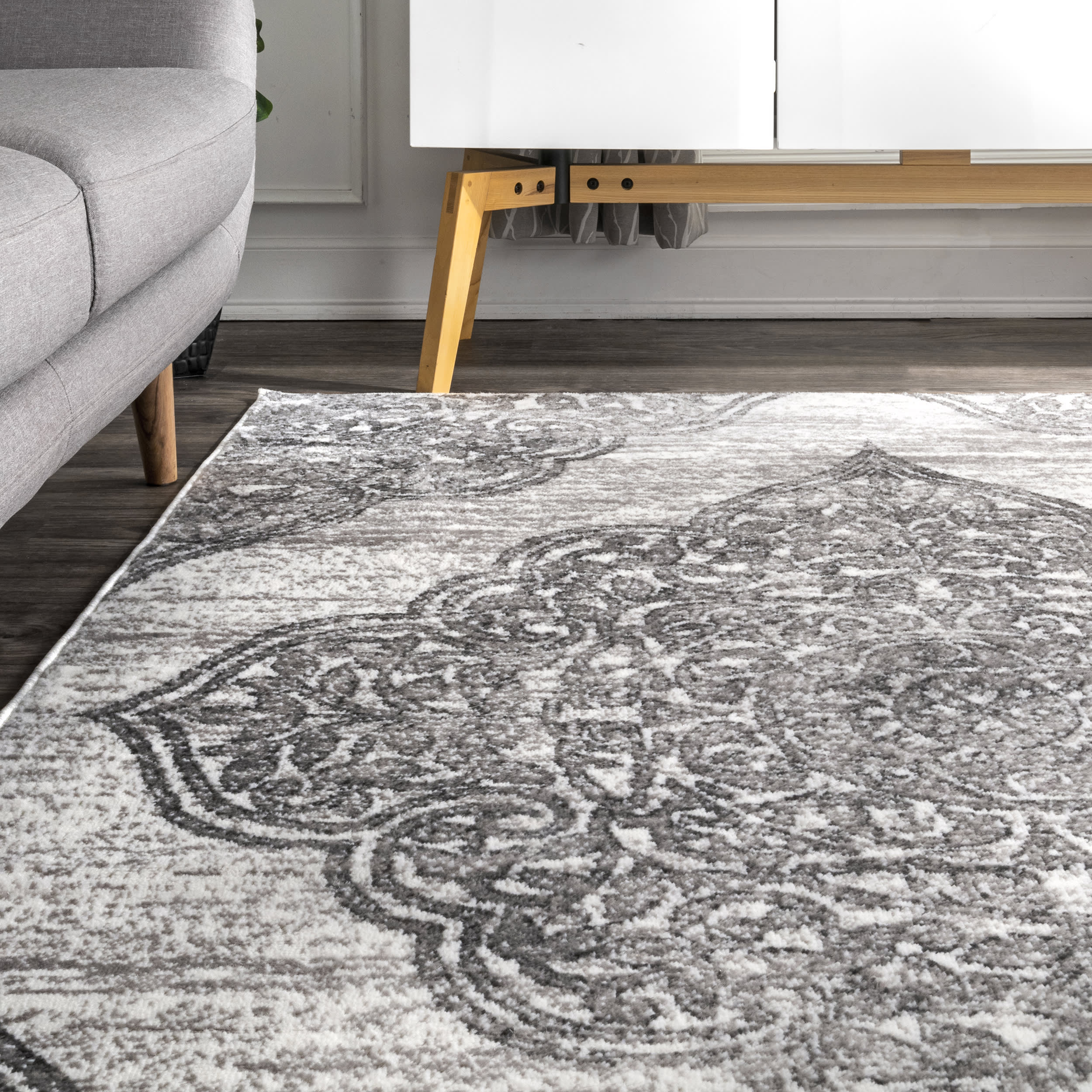 Ornamental Rosette Rug | Grey - Image 3