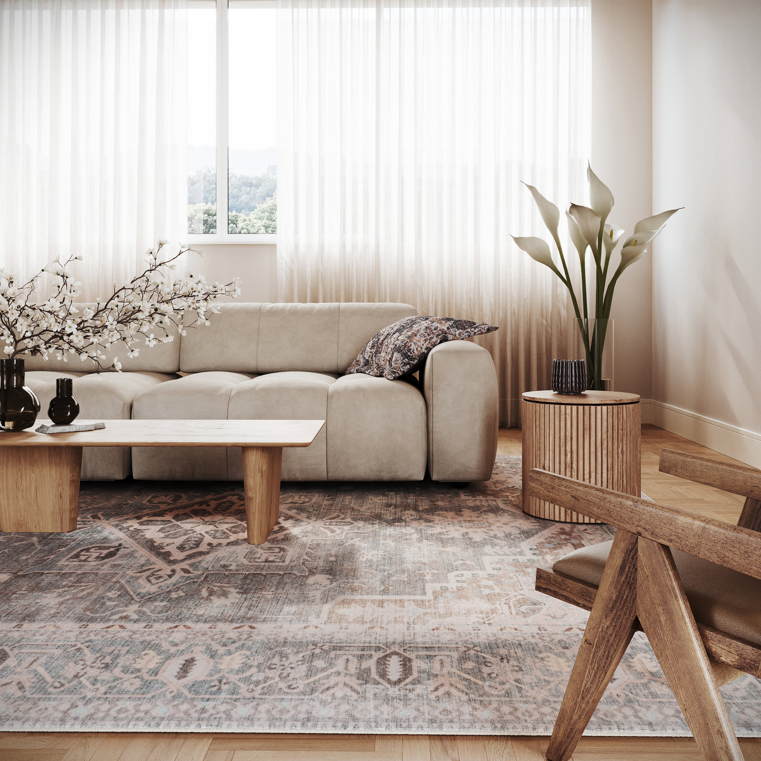 Oryl Medallion Traditional Washable Rug | Grey - Image 2