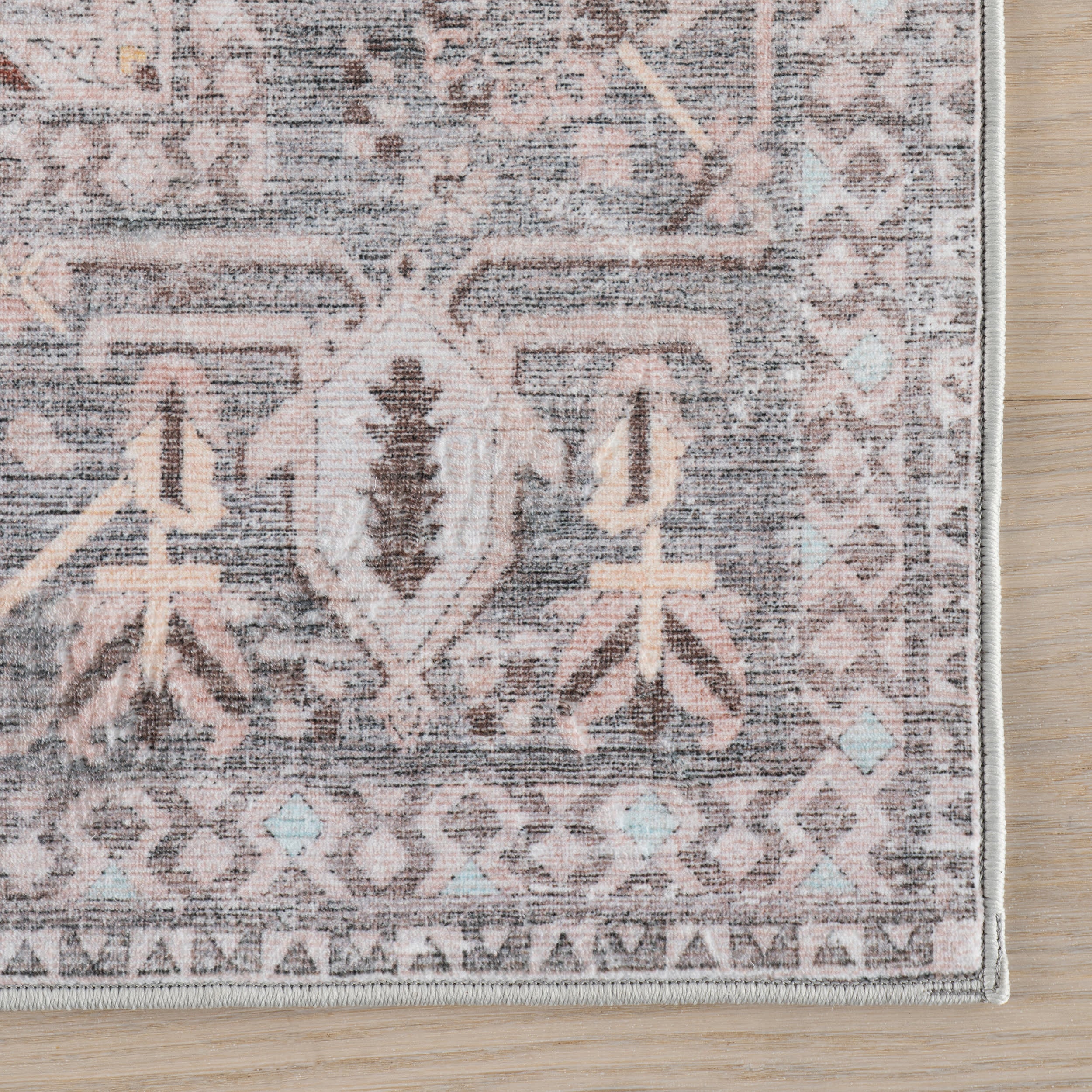 Oryl Medallion Traditional Washable Rug | Grey - Image 4