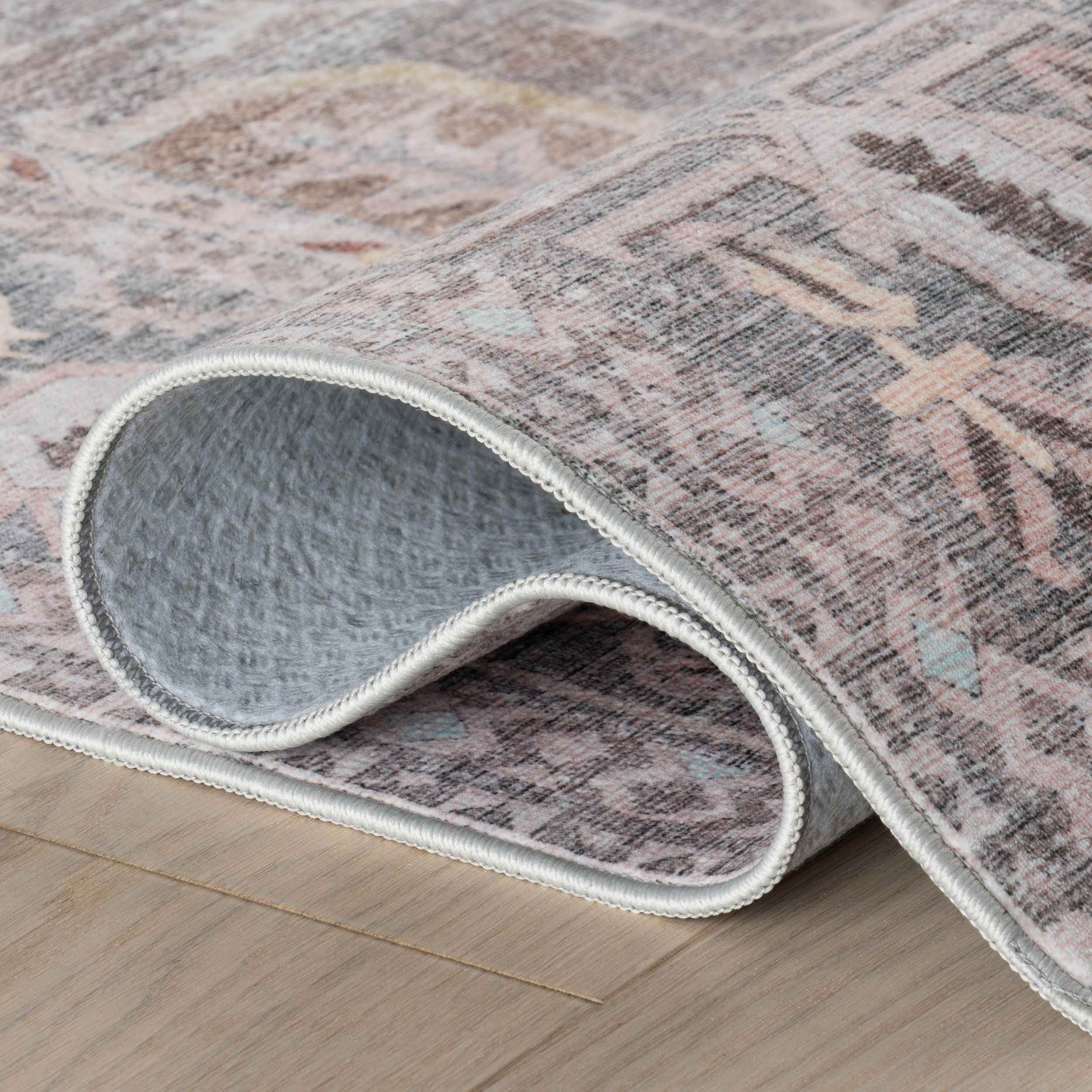 Oryl Medallion Traditional Washable Rug | Grey - Image 7