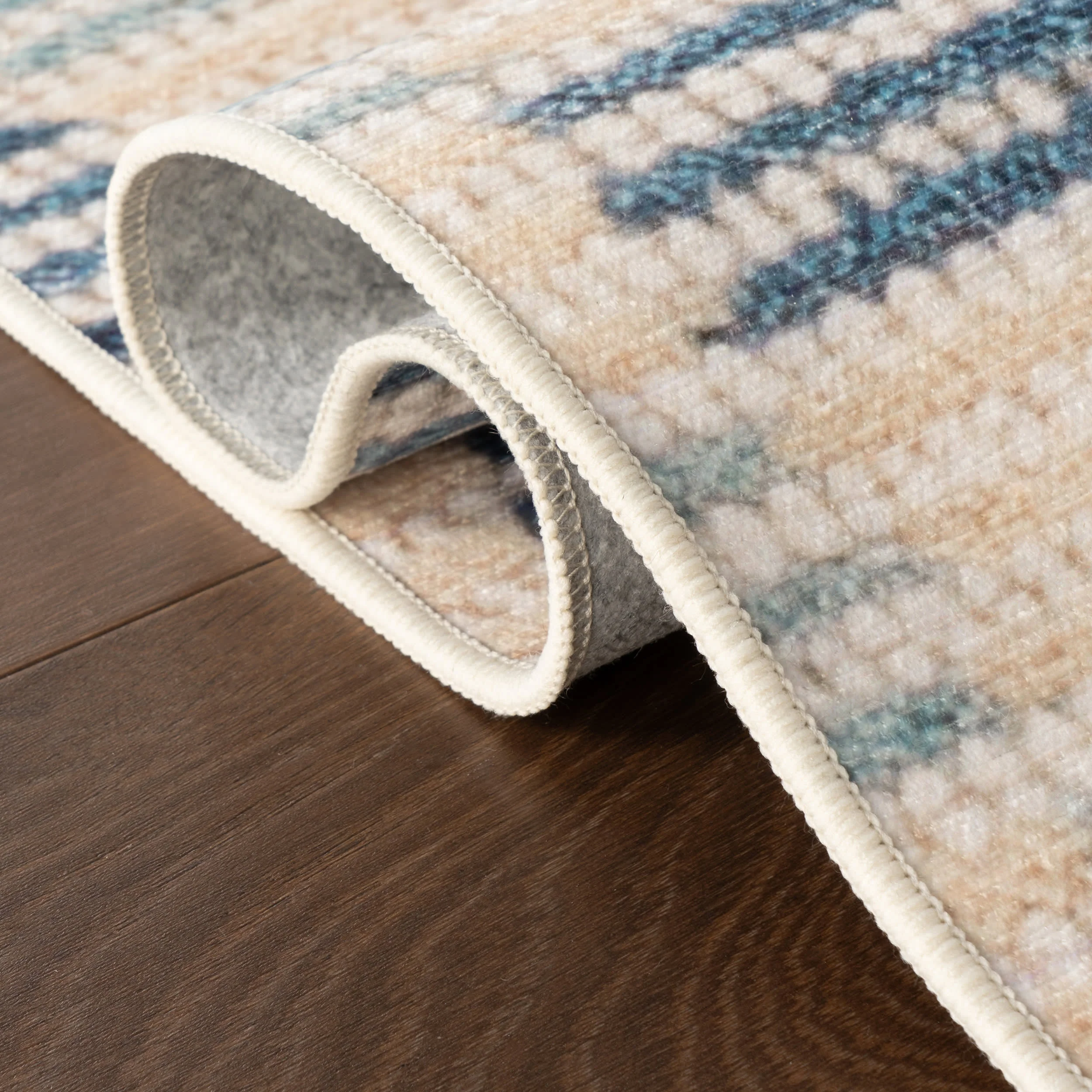 Orzalla Southwestern Diamond Washable Rug | Blue - Image 4