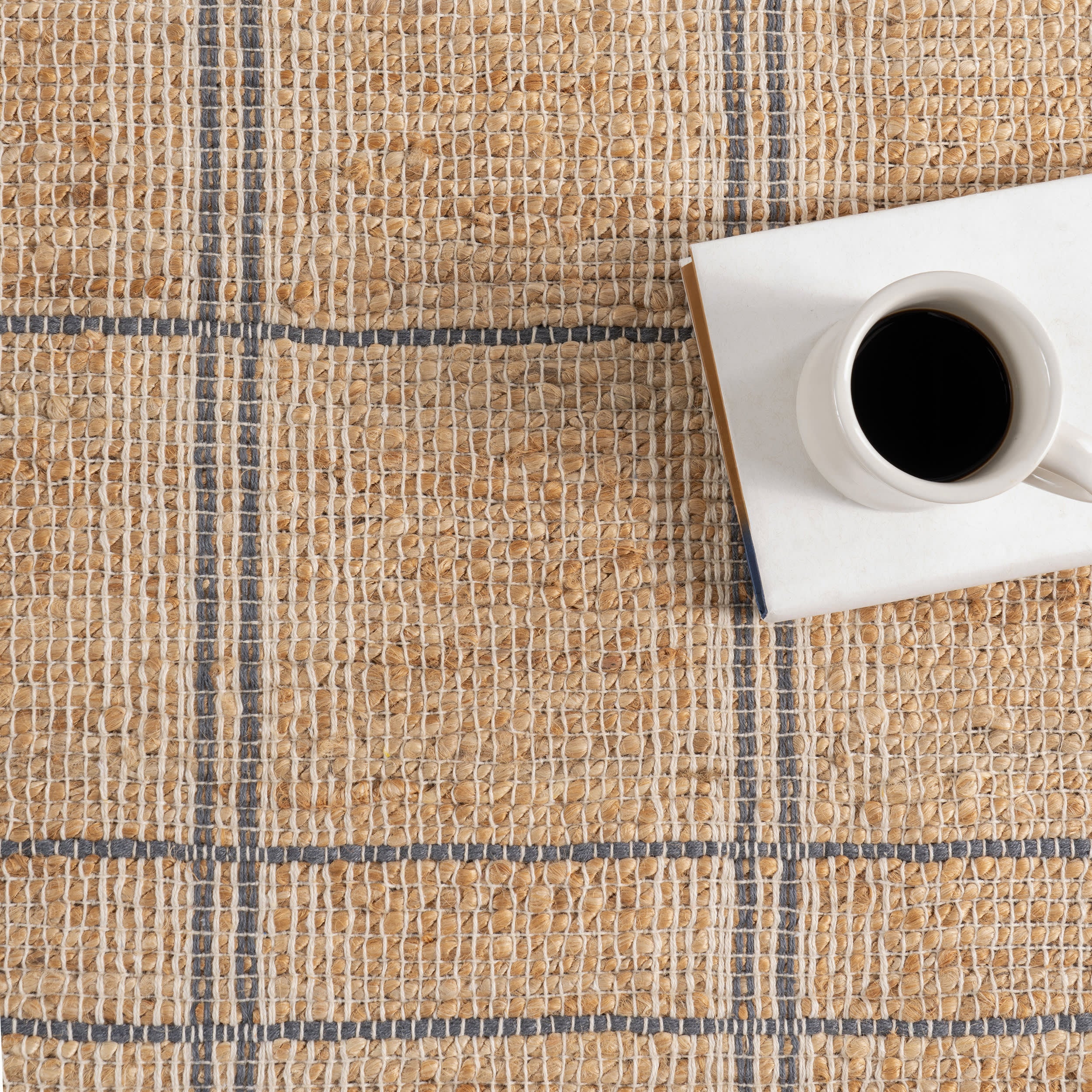 Oscar Plaid Jute Rug | Natural - Image 7