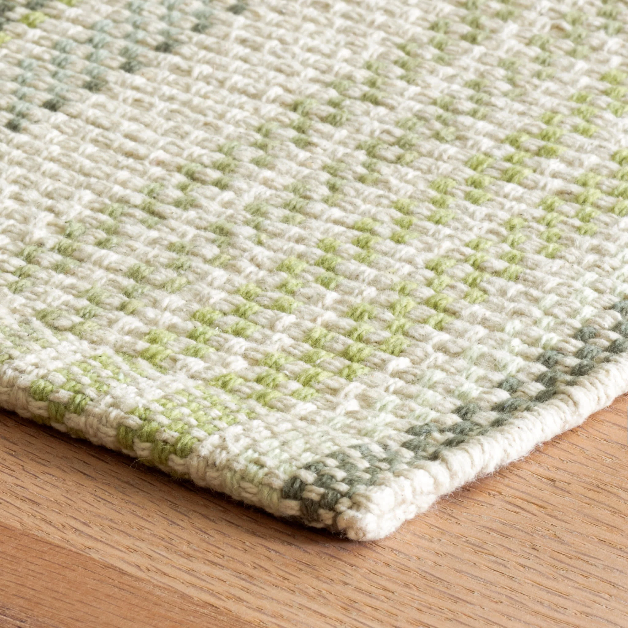 Oslo Stripe Handwoven Cotton Rug | Green - Image 3