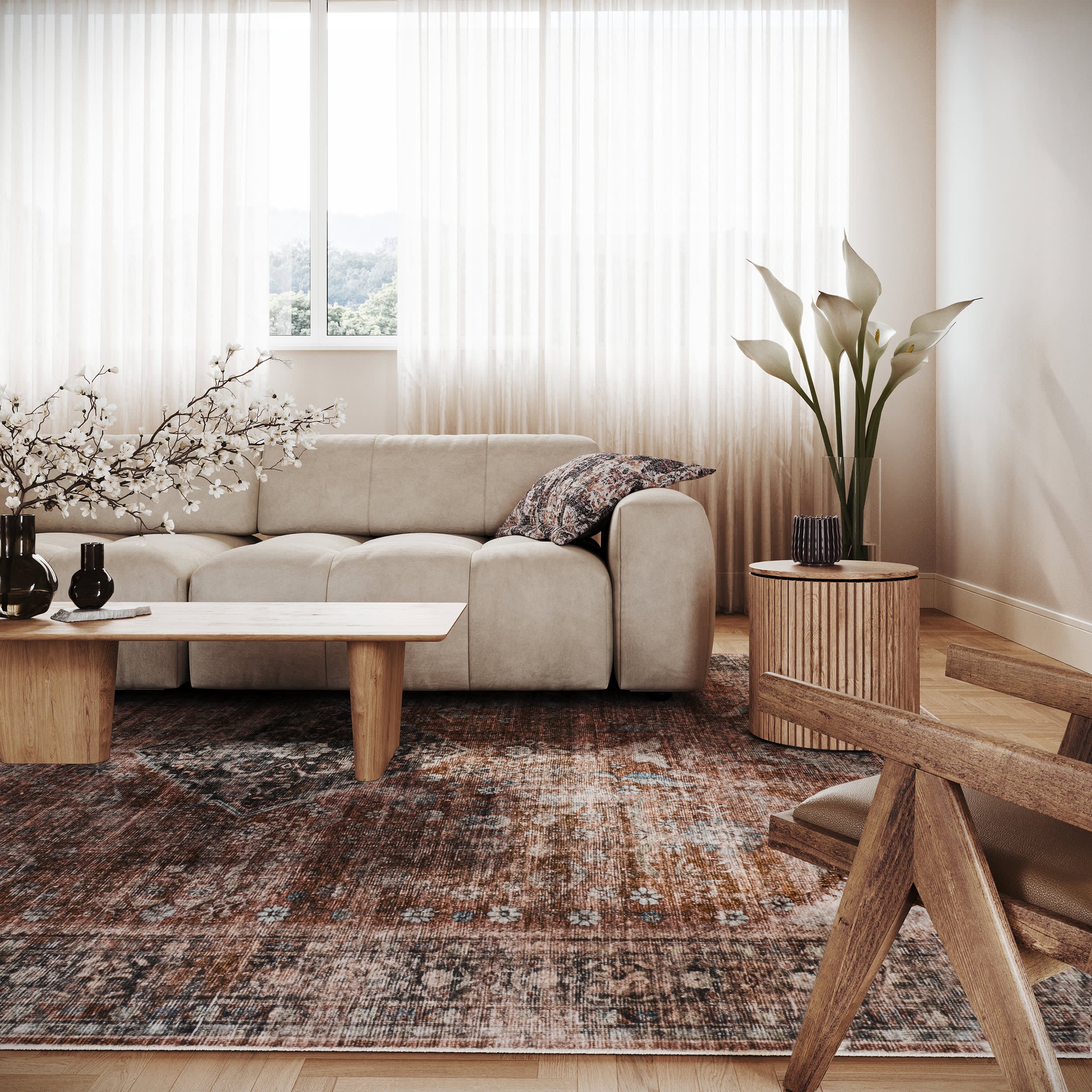 Ottilie Medallion Traditional Washable Rug | Rust - Image 2