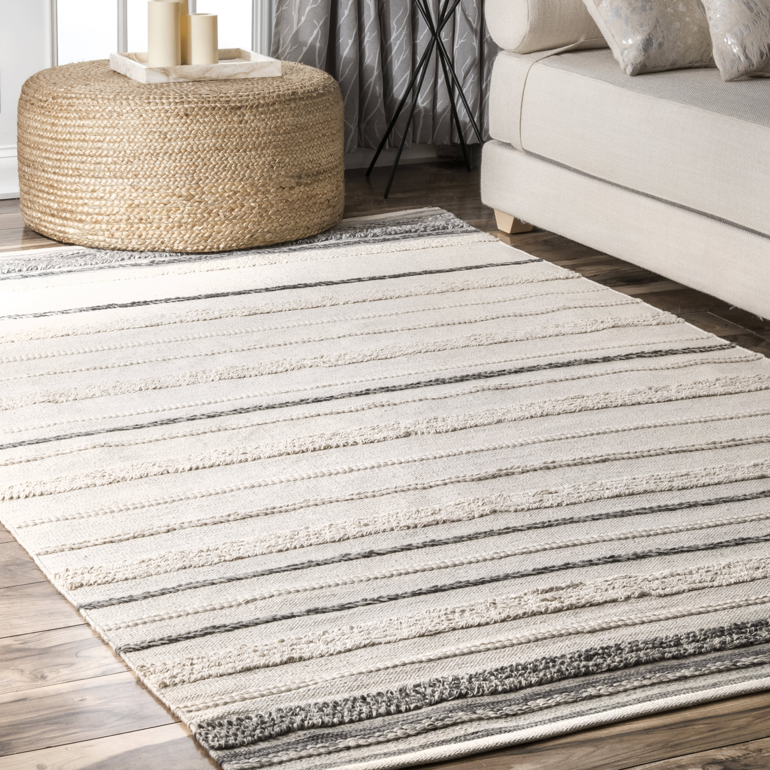 Overstriped Stitch Rug | Ivory - Image 2