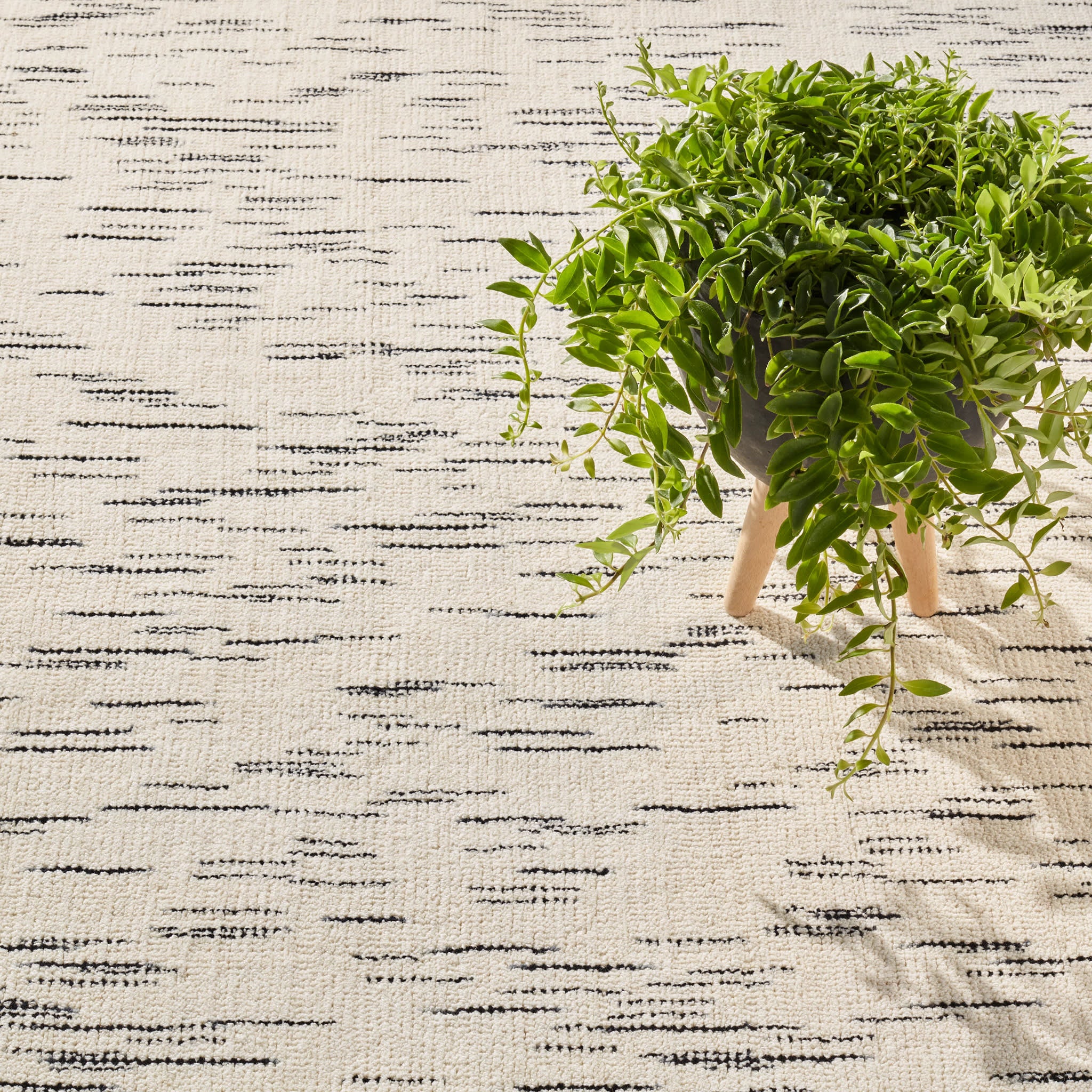 Ozzie Hand Loom Knotted Wool Rug | Black/White - Image 3