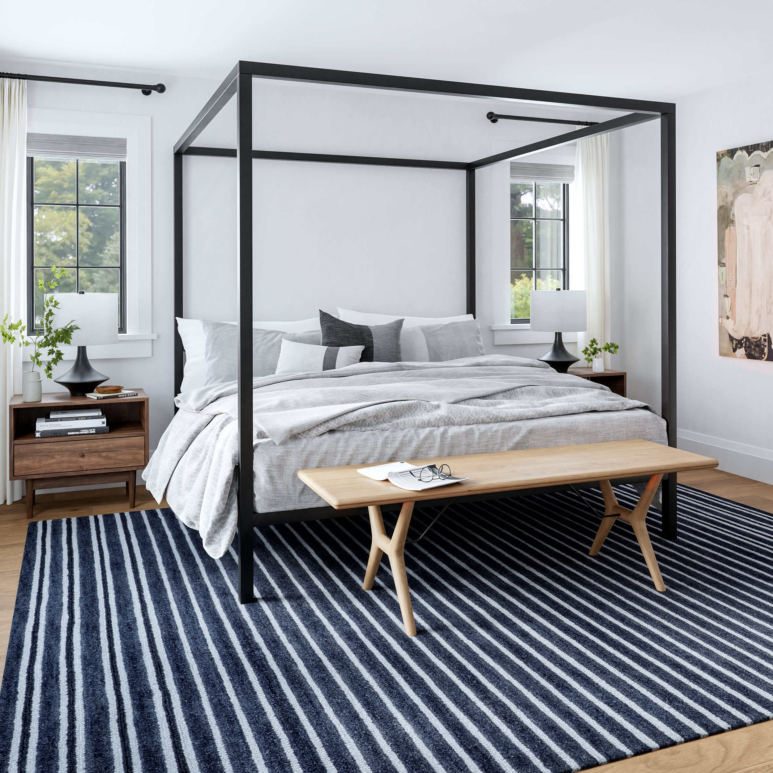 Pacific Striped Wool Rug | Blue - Image 2