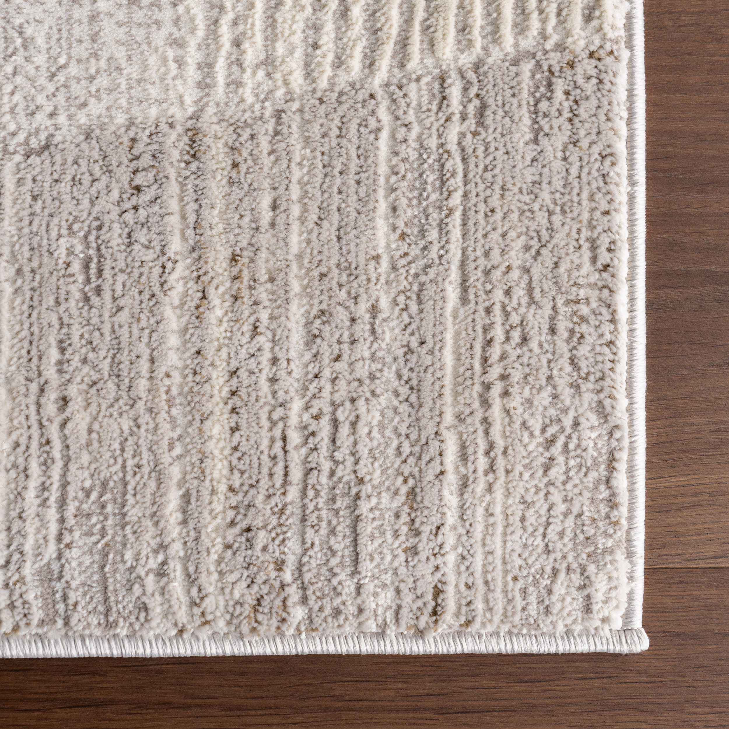 Pahad Abstract Plush Textured Washable Rug | Cream - Image 4