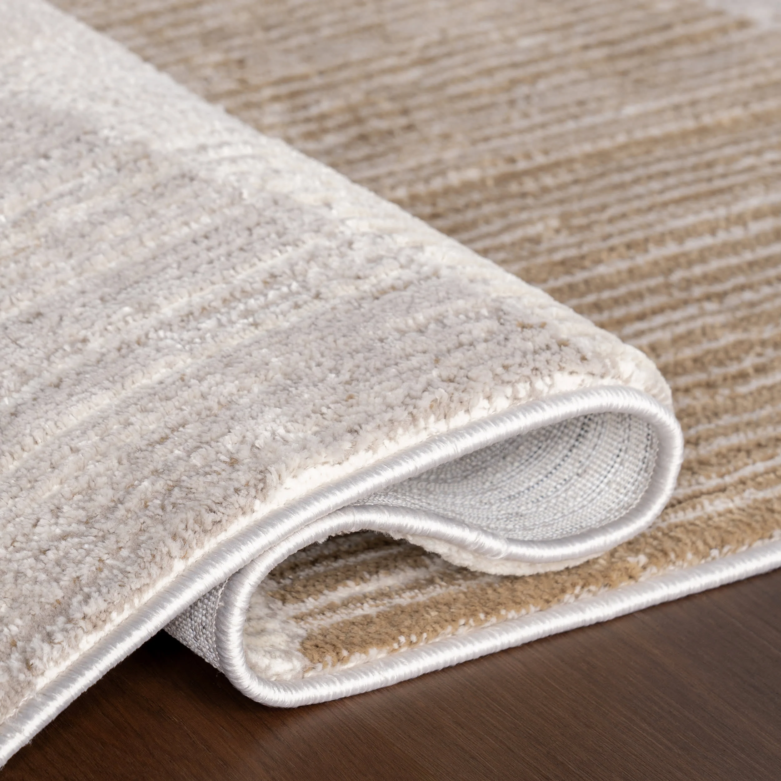 Pahad Abstract Plush Textured Washable Rug | Cream - Image 8