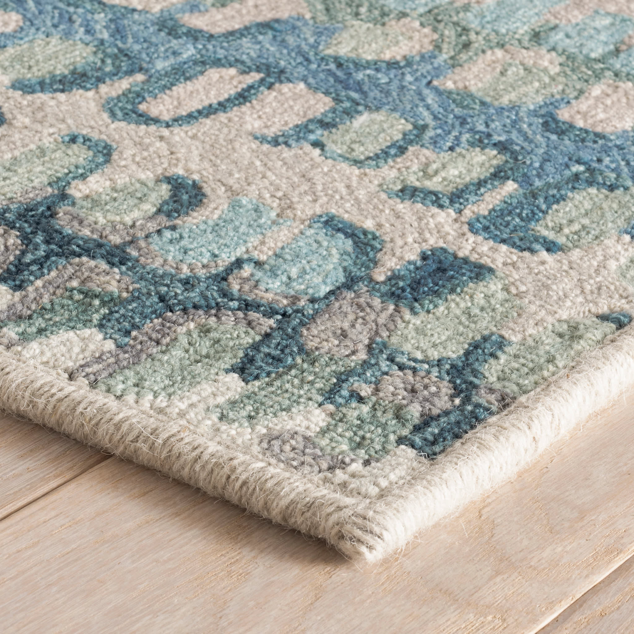 Paint Chip Hand Micro Hooked Wool Custom Rug | Blue - Image 5