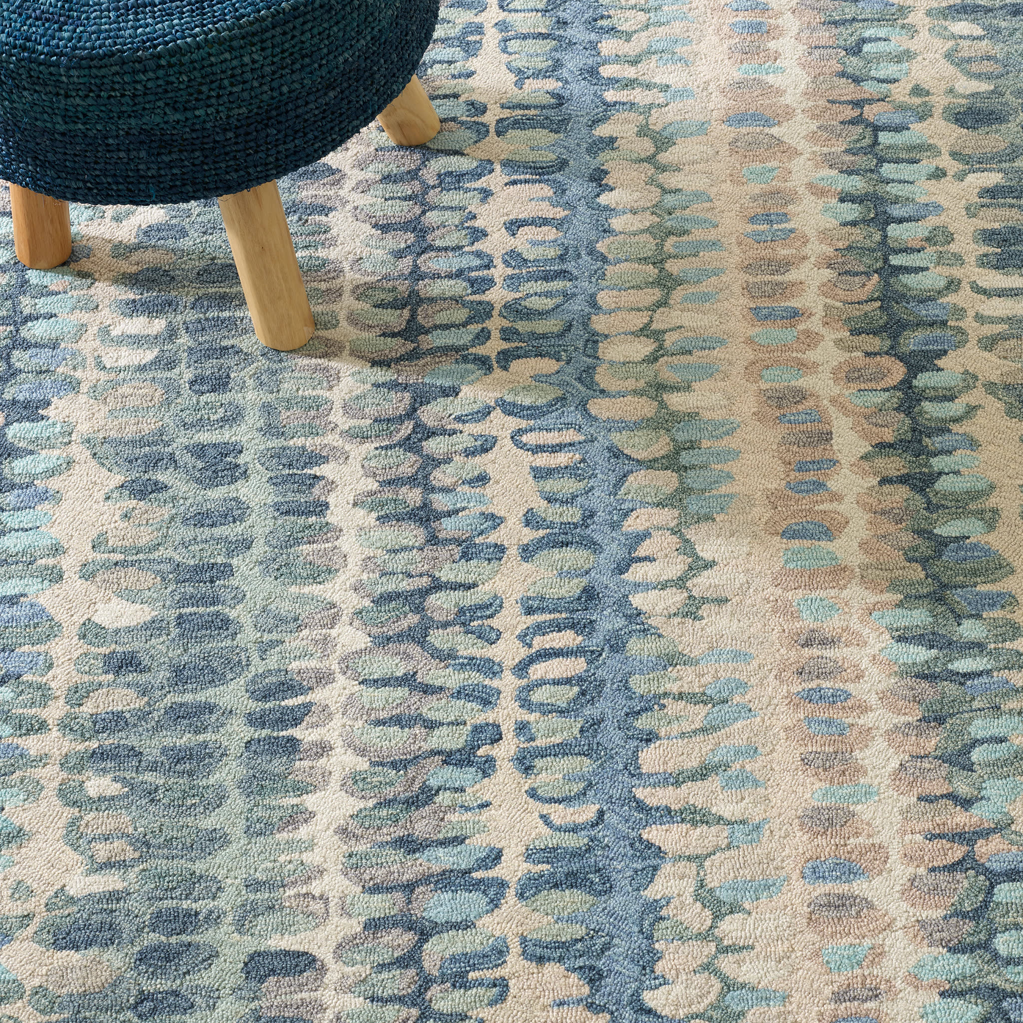 Paint Chip Hand Micro Hooked Wool Custom Rug | Blue - Image 4