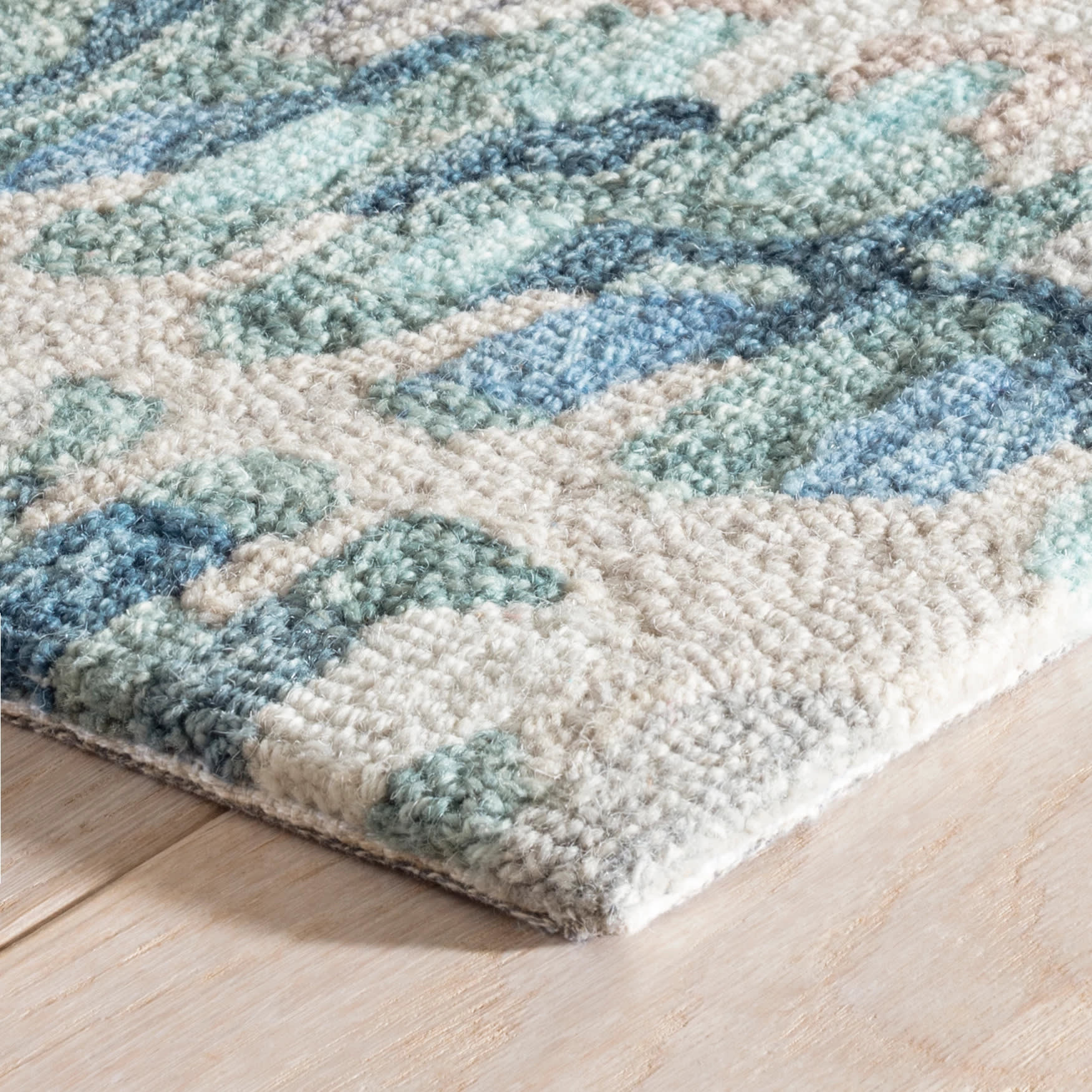 Paint Chip Hand Micro Hooked Wool Rug | Blue - Image 8