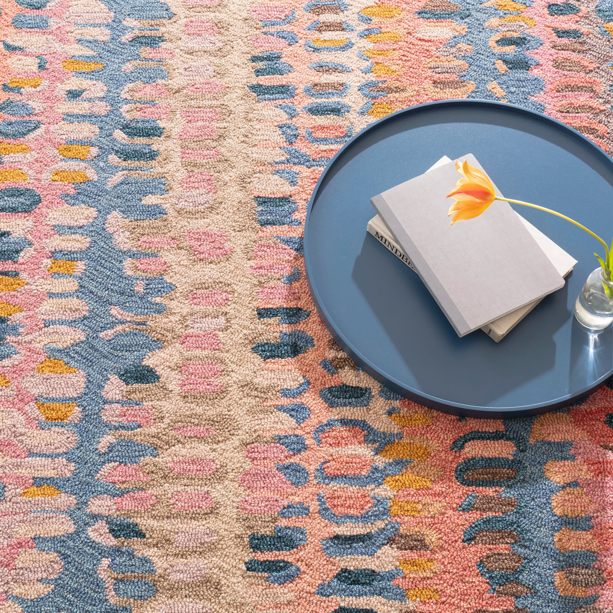 Paint Chip Hand Micro Hooked Wool Rug | Coral - Image 5