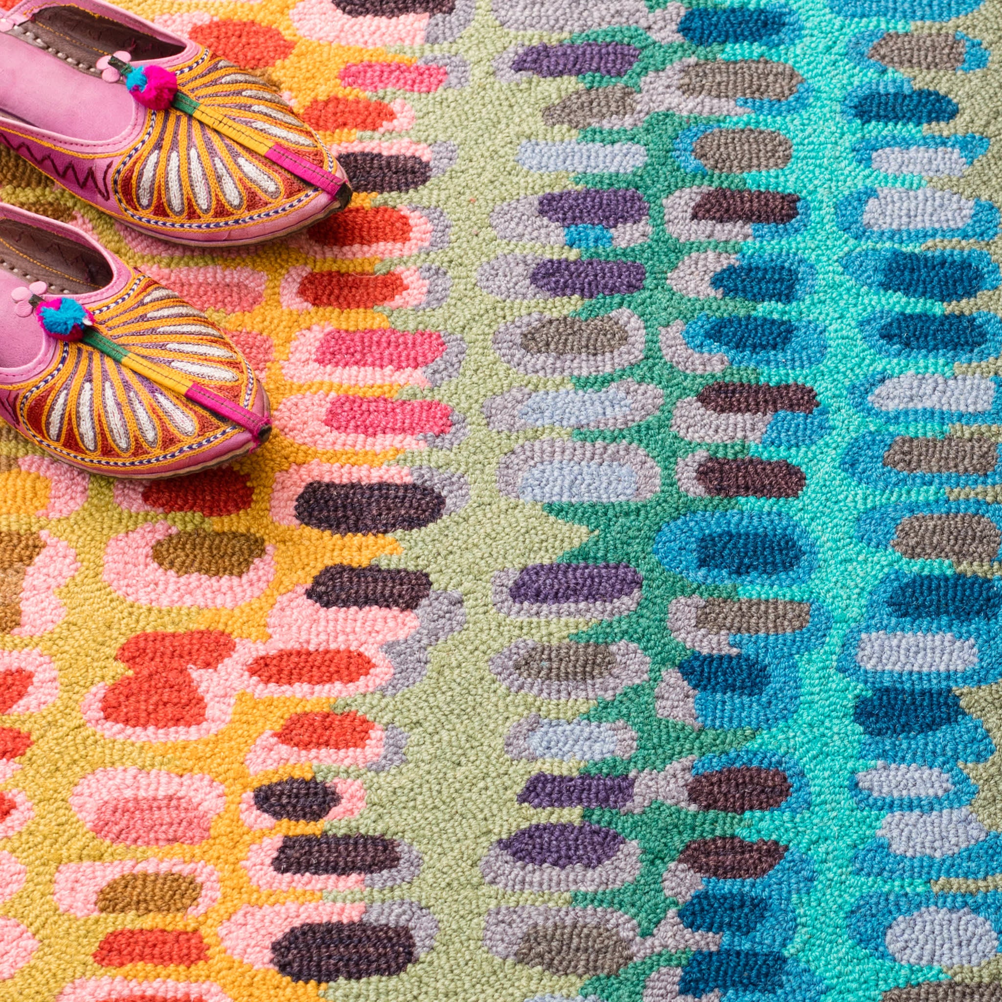 Paint Chip Hand Micro Hooked Wool Rug | Multi - Image 7