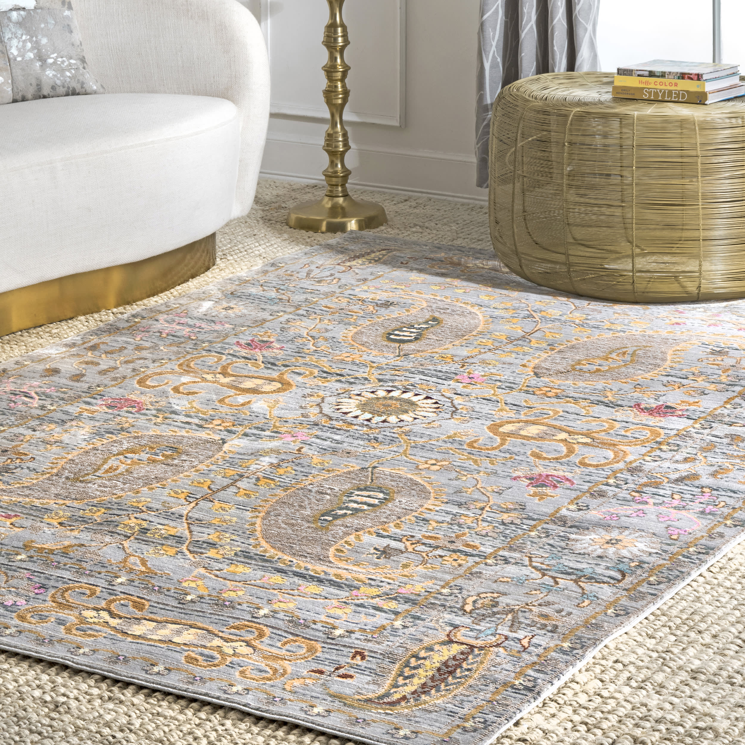 Paisley Oriental Rug | Grey - Image 2