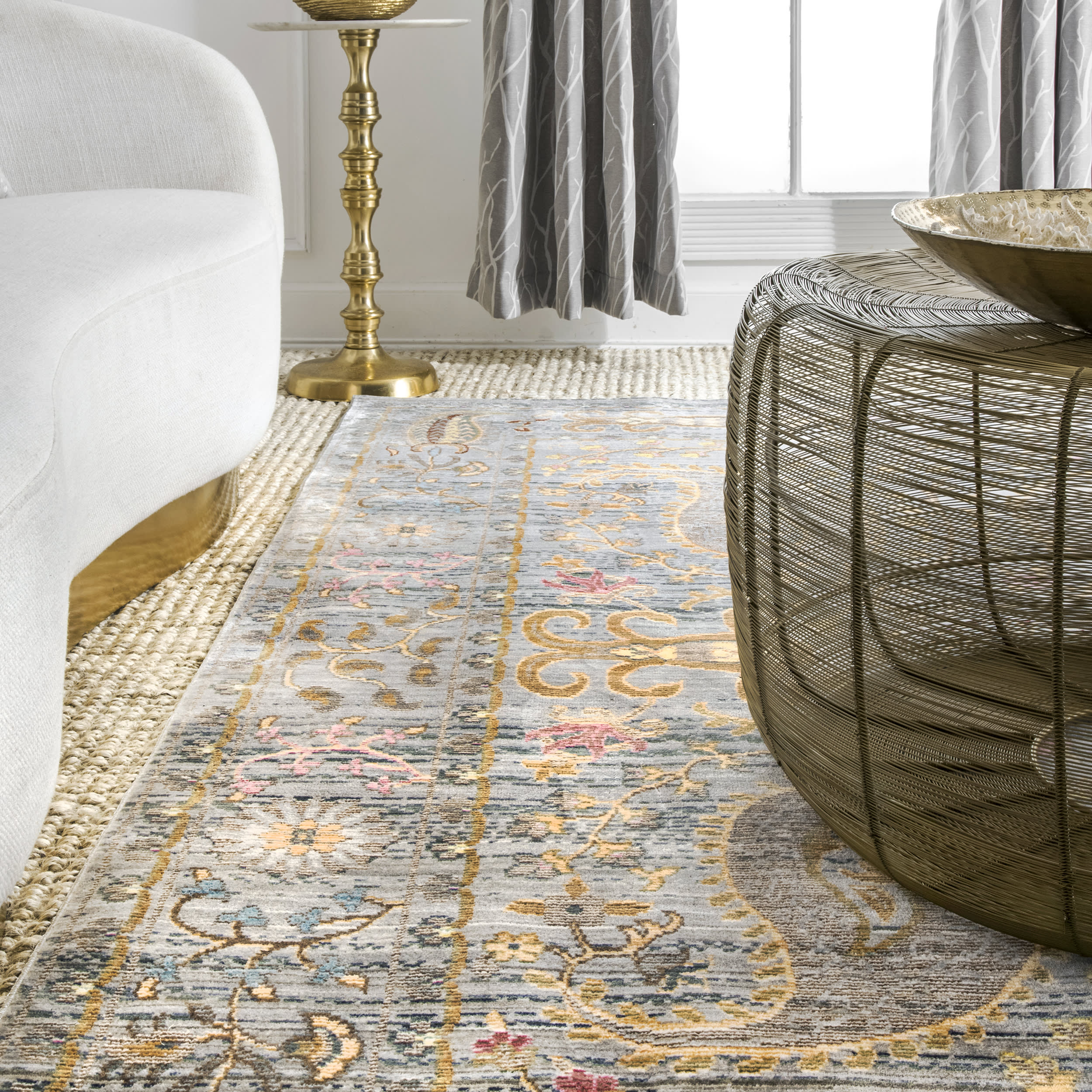 Paisley Oriental Rug | Grey - Image 4