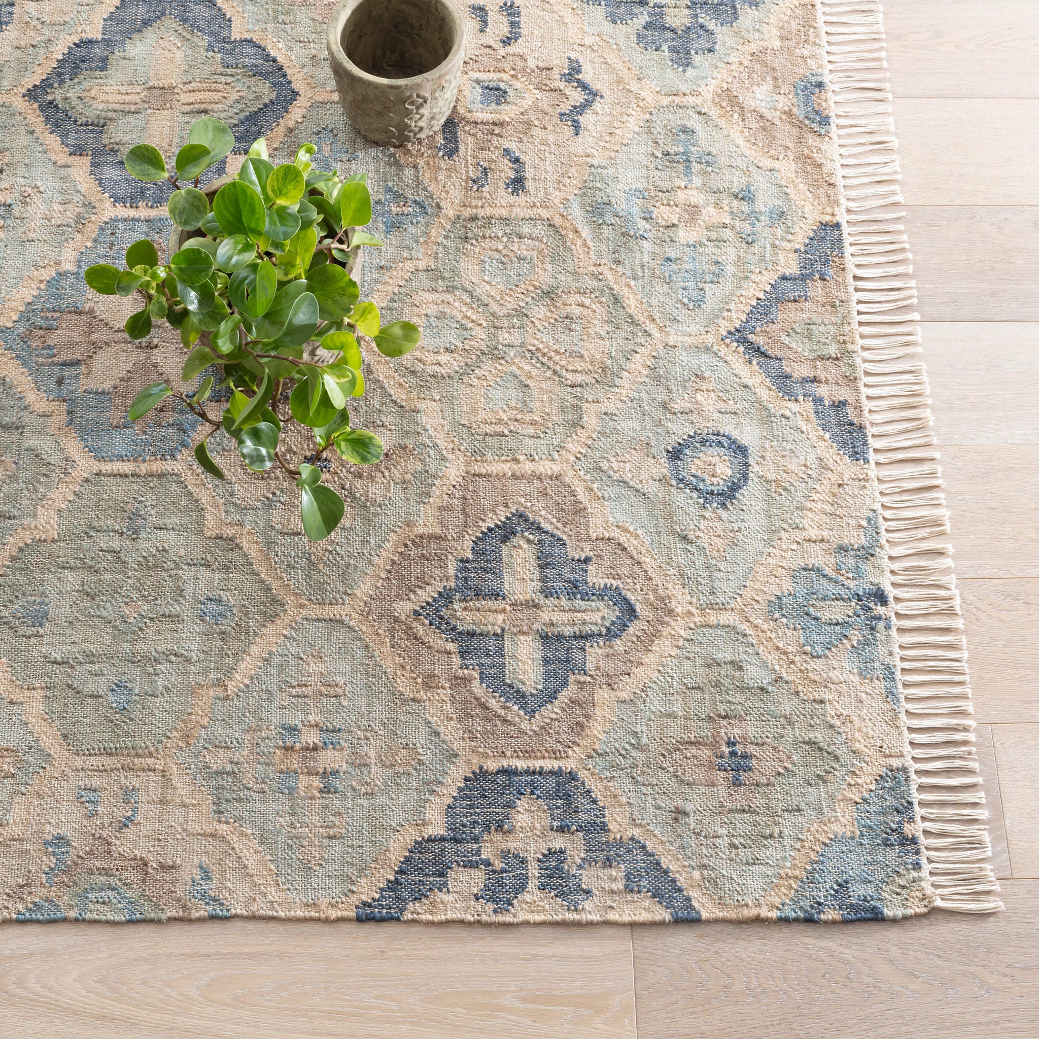 Pali Handwoven Jute Rug | Blue - Image 7