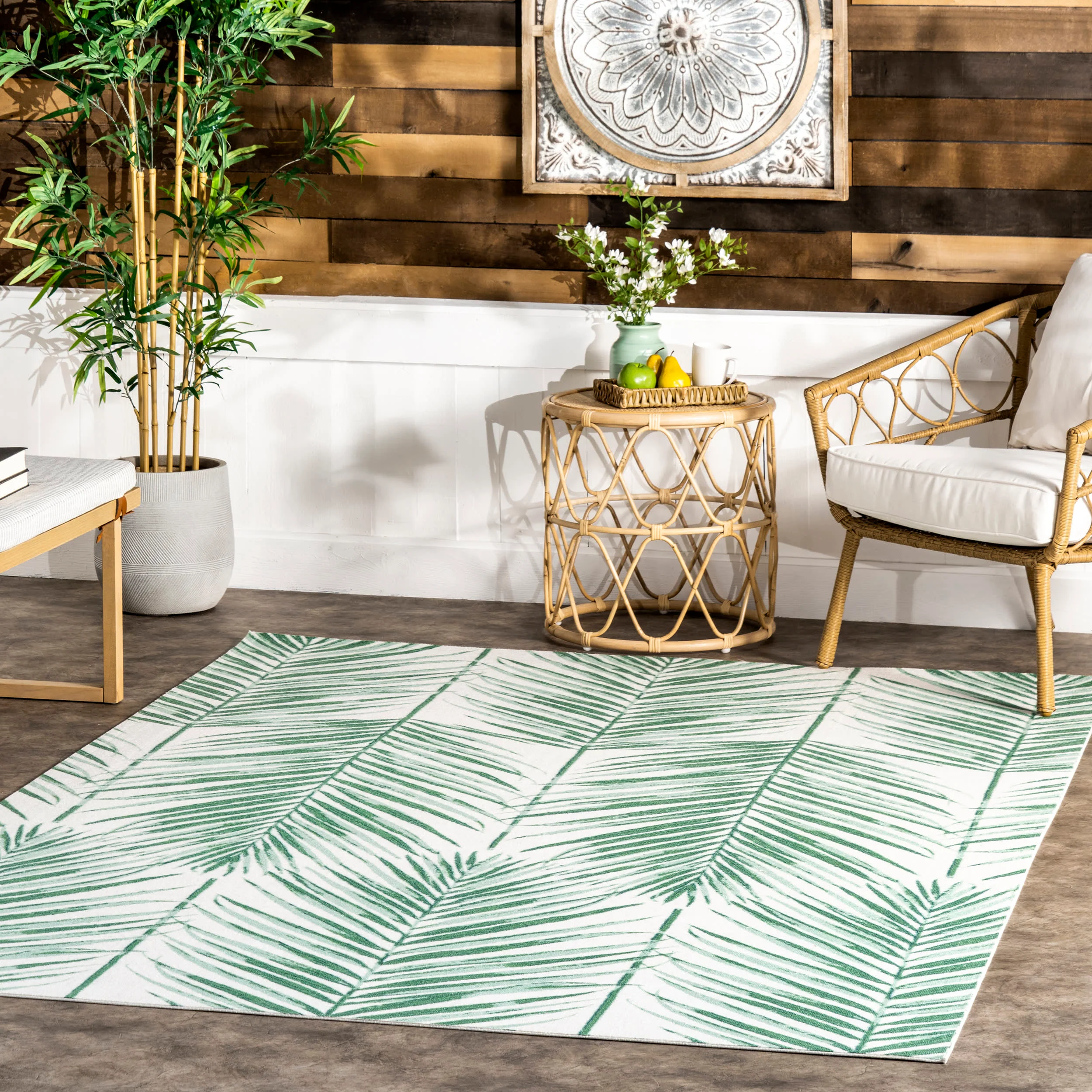 Palm Leaves Indoor/Outdoor Rug | Green - Image 2