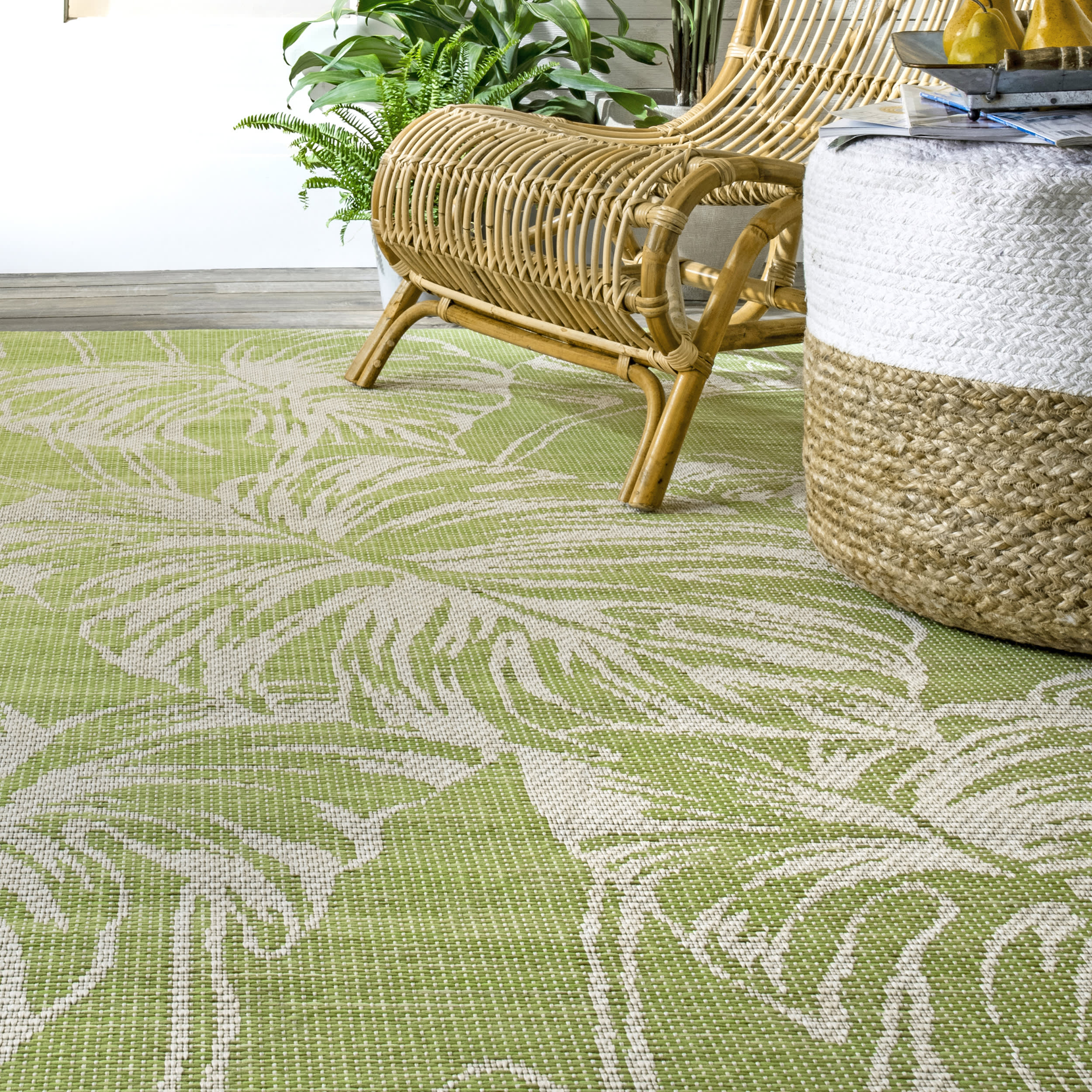 Palm Leaves Indoor/Outdoor Rug | Sage - Image 4